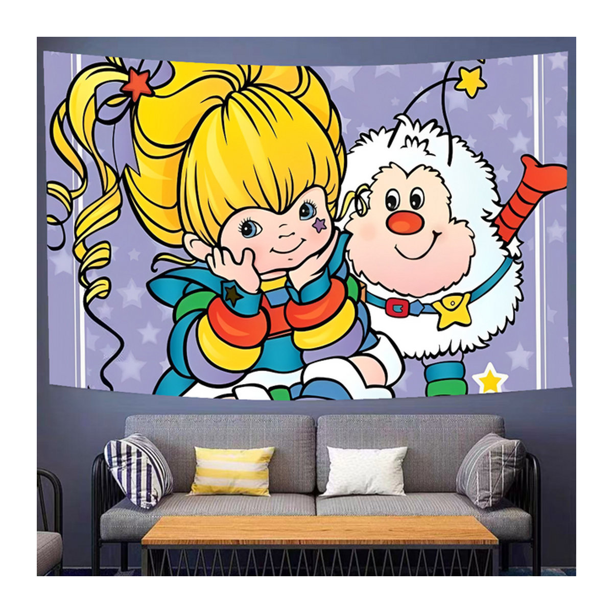Rainbow Brite Fotografie-Hintergrund für Kindergeburtstage, mehrfarbig, Textil, rechteckig - Bild 1