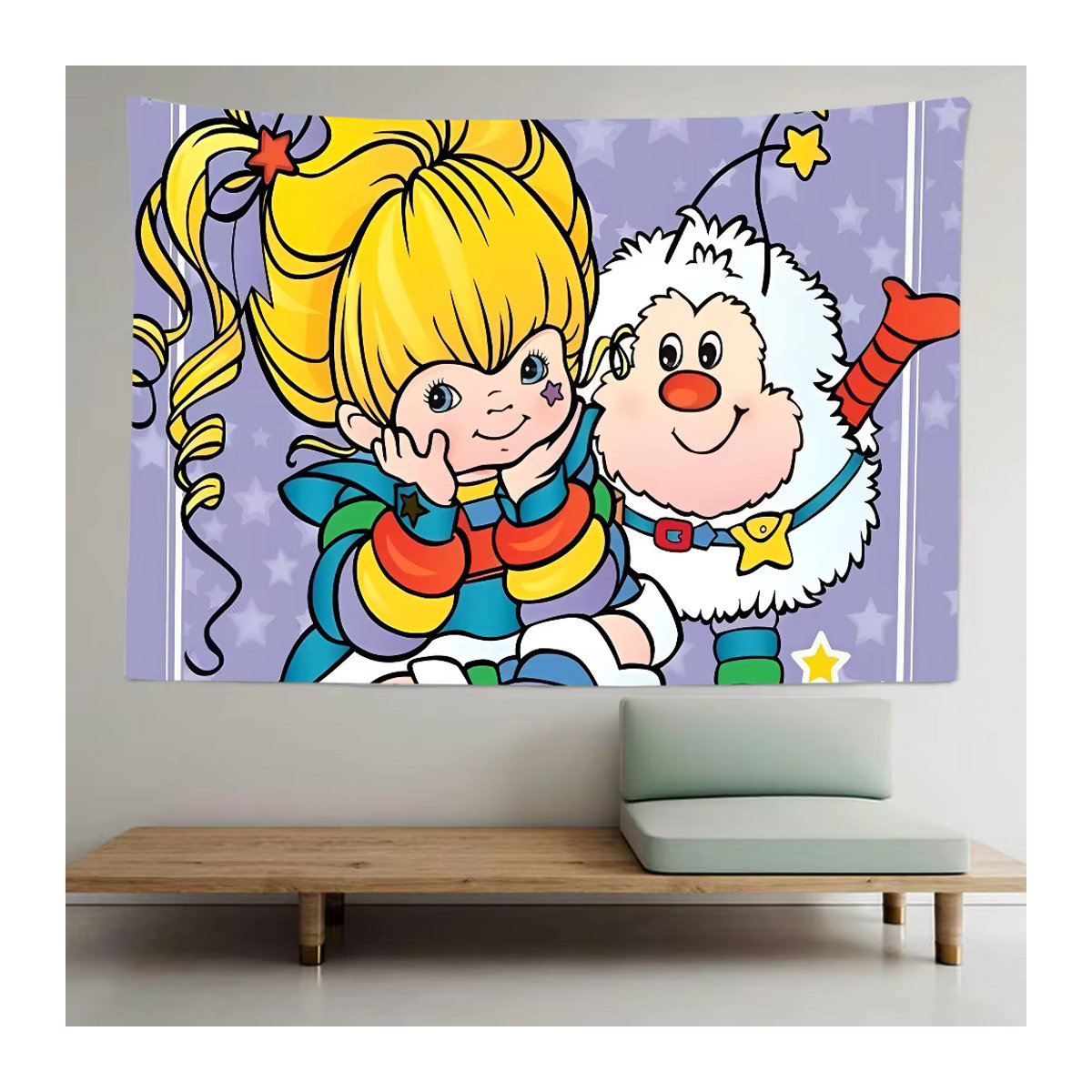 Rainbow Brite Fotografie-Hintergrund für Kindergeburtstage, mehrfarbig, Textil, rechteckig - Bild 2