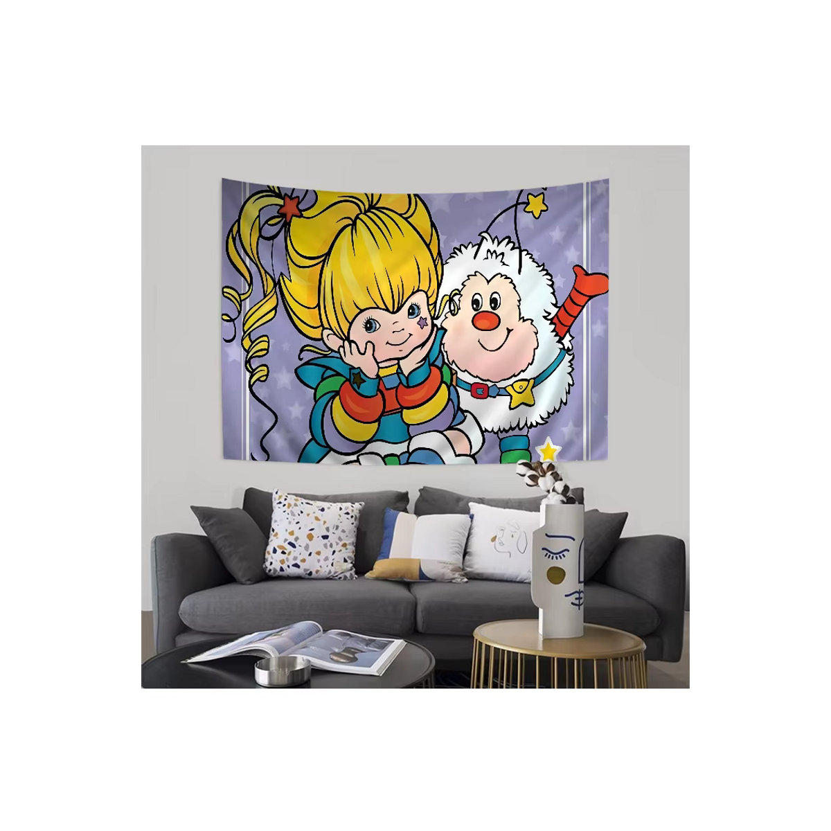 Rainbow Brite Fotografie-Hintergrund für Kindergeburtstage, mehrfarbig, Textil, rechteckig - Bild 7