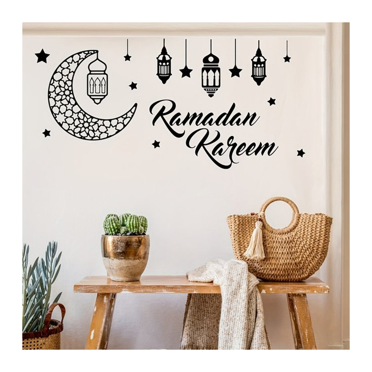 Ramadan Wandaufkleber mit Mond, Stern und Laterne für Eid Mubarak Dekorationen - Bild 1