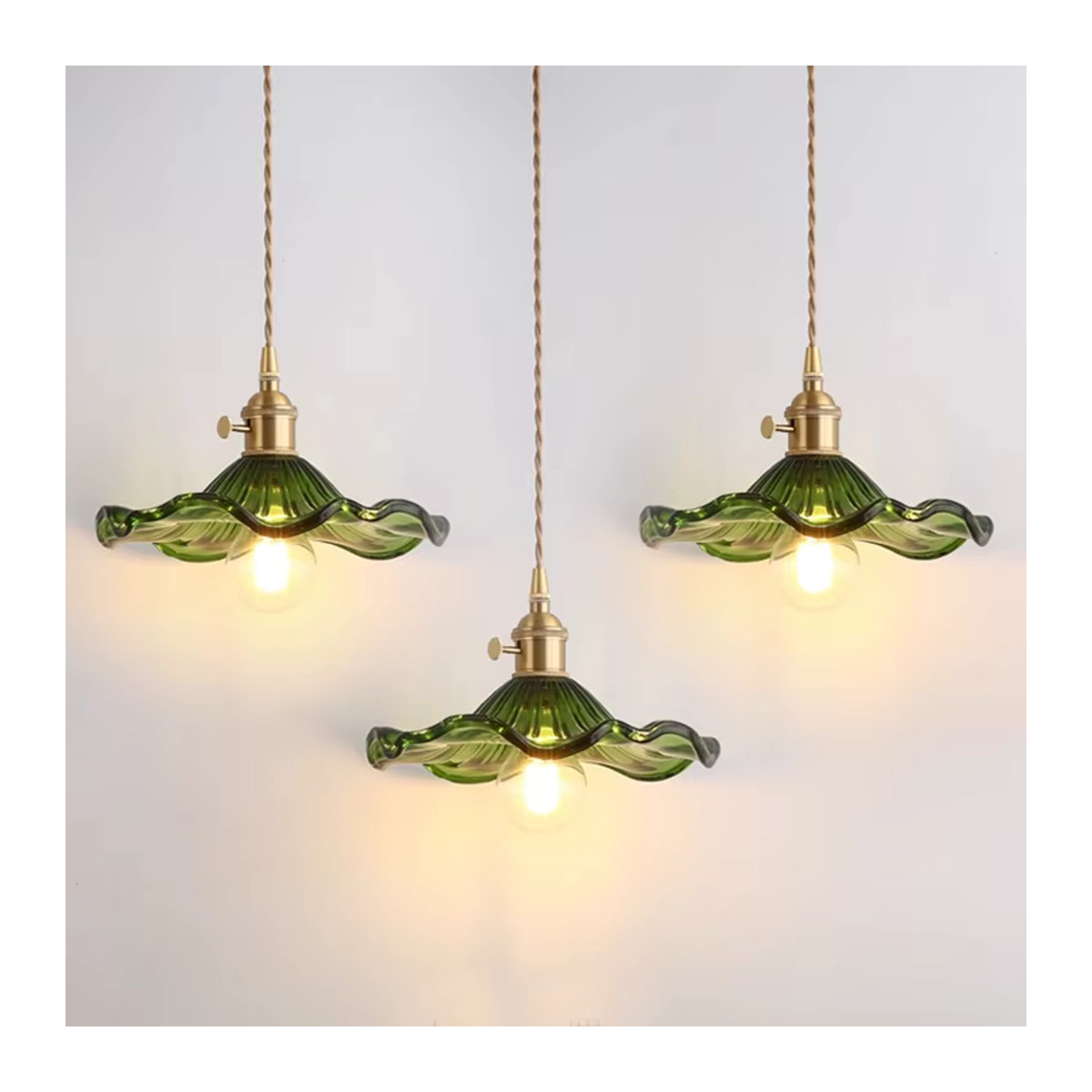Ramalho Lotusblatt LED Pendelleuchte aus Glas in Grün und Braun - Bild 3