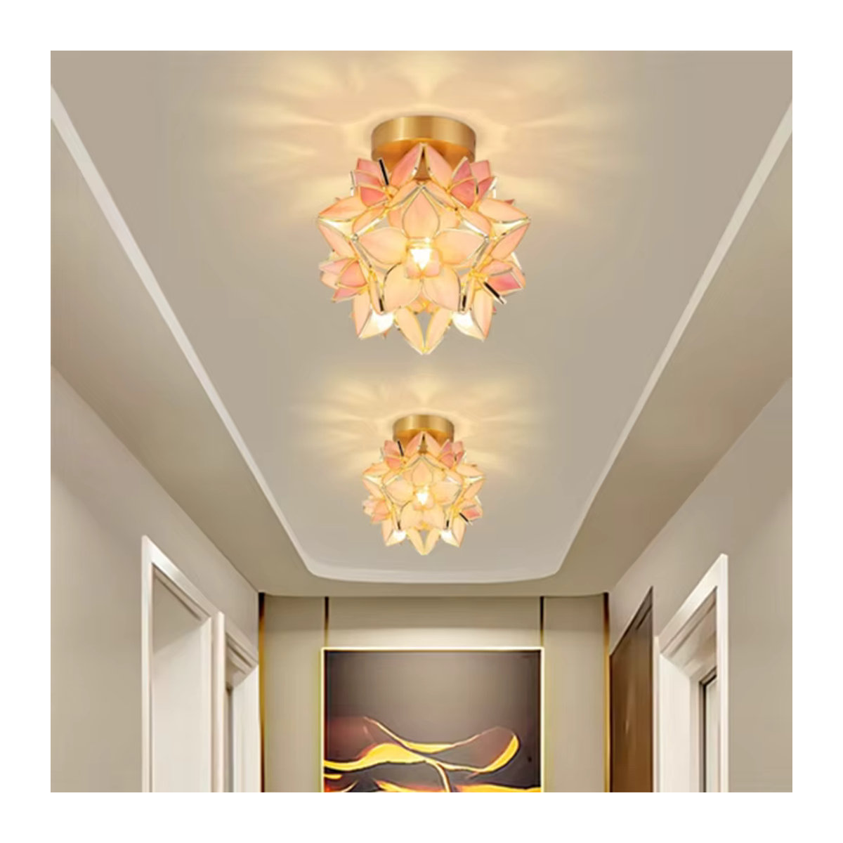 Ramalho Nordic Blume Pendelleuchte aus Glas und Metall in Kupfer Bunt mit LED für Wohnzimmer Esszimmer und Küche - Bild 3