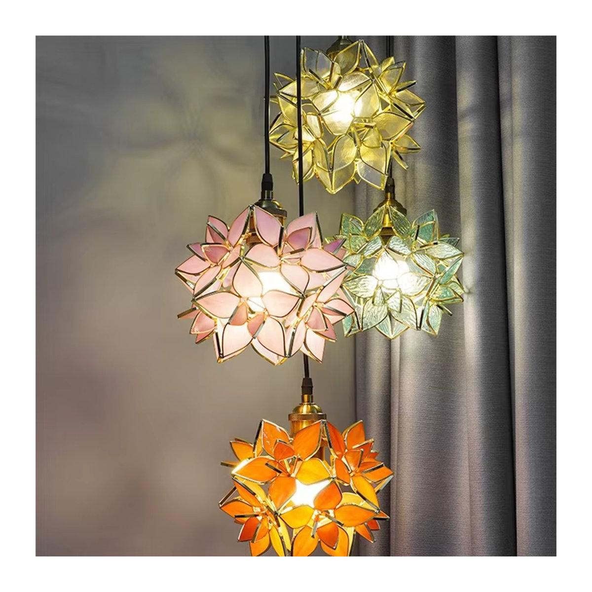 Ramalho Nordic Blume Pendelleuchte aus Glas und Metall in Kupfer Bunt mit LED für Wohnzimmer Esszimmer und Küche - Bild 4