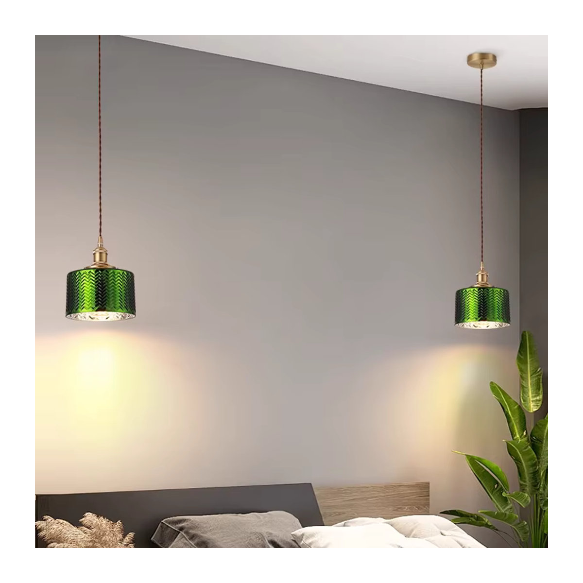 Ramalho Pendelleuchte aus Glas und Kupfer in Grün mit LED für Esszimmer und Wohnzimmer im skandinavischen Design - Bild 3