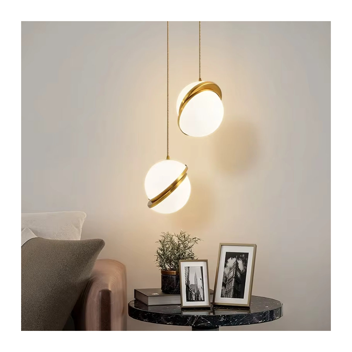 Ramalho Pendelleuchte im skandinavischen Design aus Acryl in Weiß und Gold - Bild 2