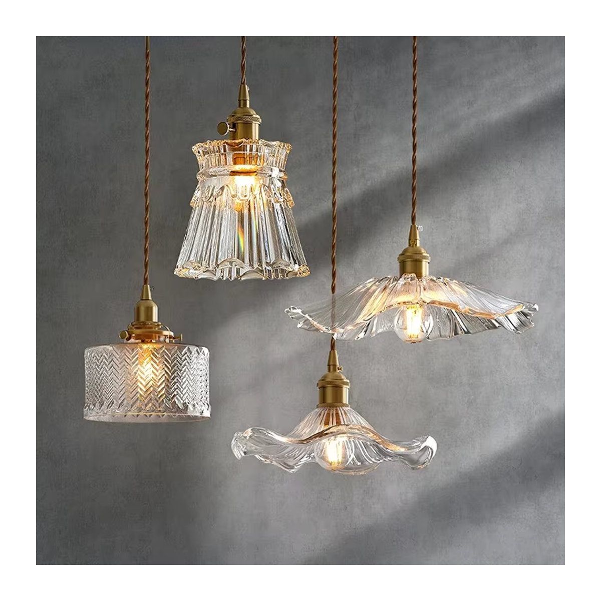 Ramalho Vintage Wellen Glas Pendelleuchte im Retro-Design für Schlafzimmer, Esszimmer und Küche - Bild 3