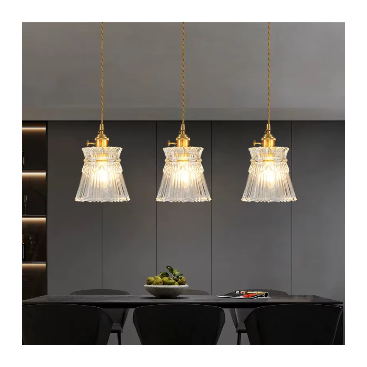 Ramalho Vintage Wellen Glas Pendelleuchte im Retro-Design für Schlafzimmer, Esszimmer und Küche - Bild 4