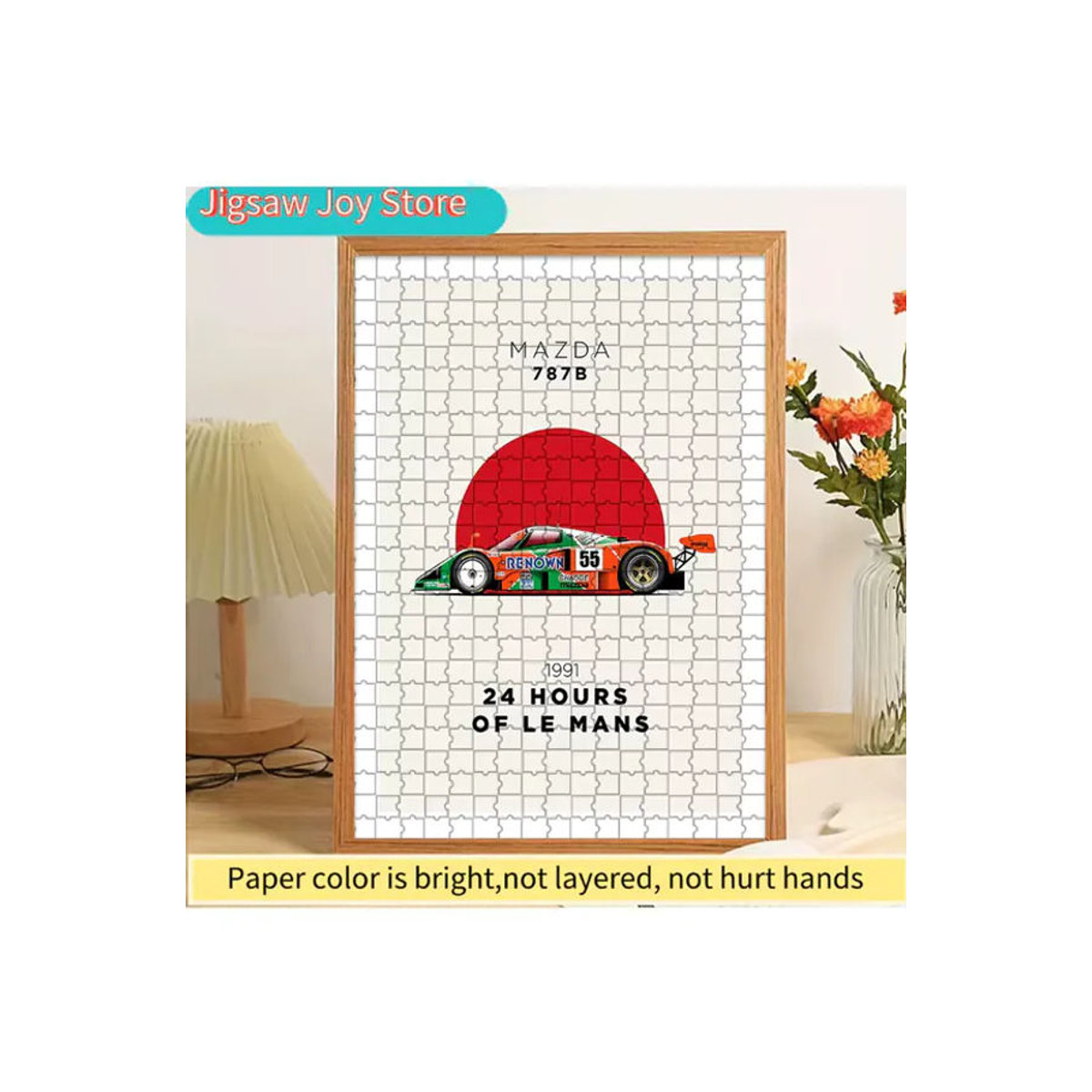 Rastar Papier-Puzzle Mazda 787B 1991 Le Mans Rennwagen Vintage-Motiv mit japanischem Sonnenaufgang als Wanddekoration in Weiß - Bild 5