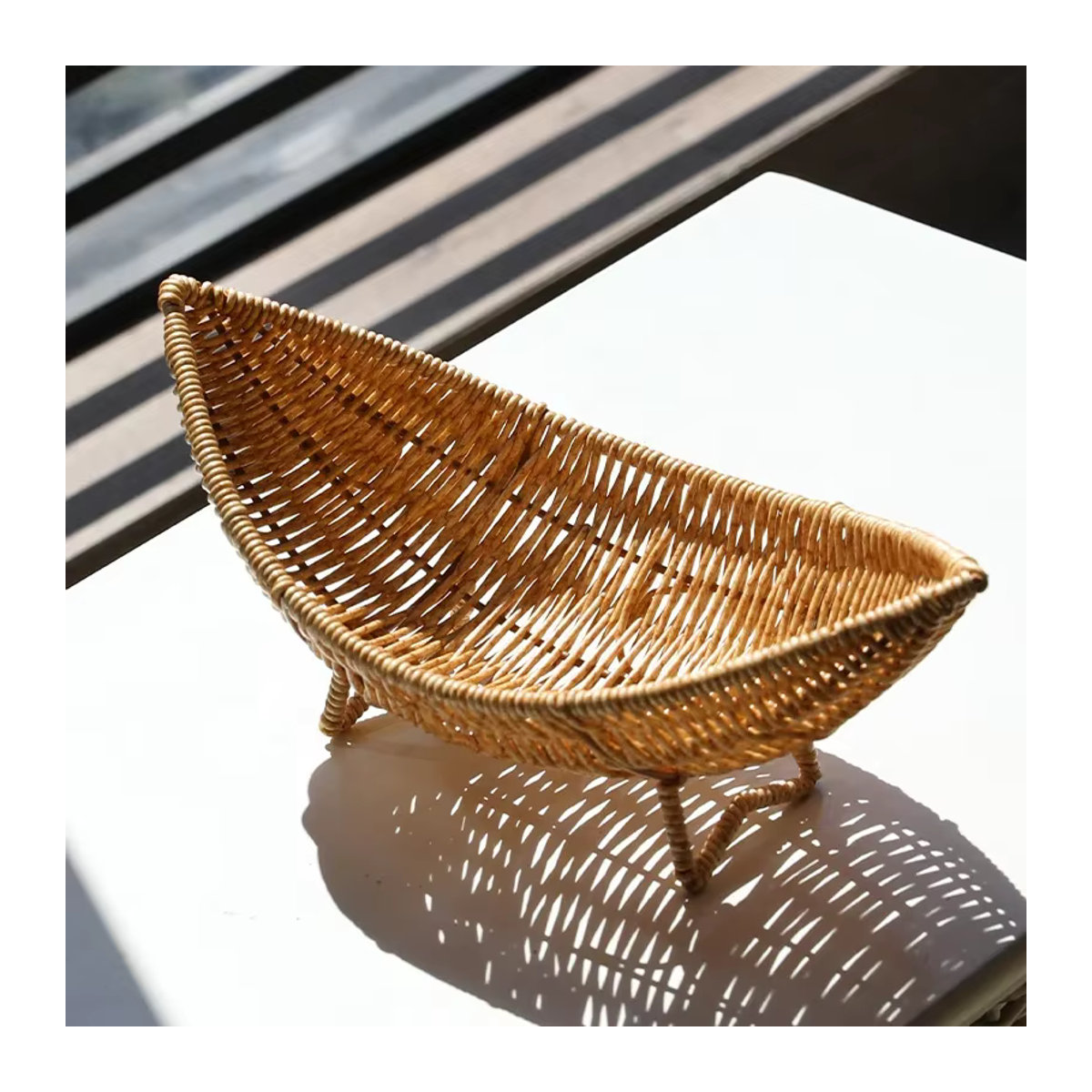 Rattan Obstschale und Tablett in Grün aus gewebtem Kunststoff für deinen Couchtisch - Bild 2