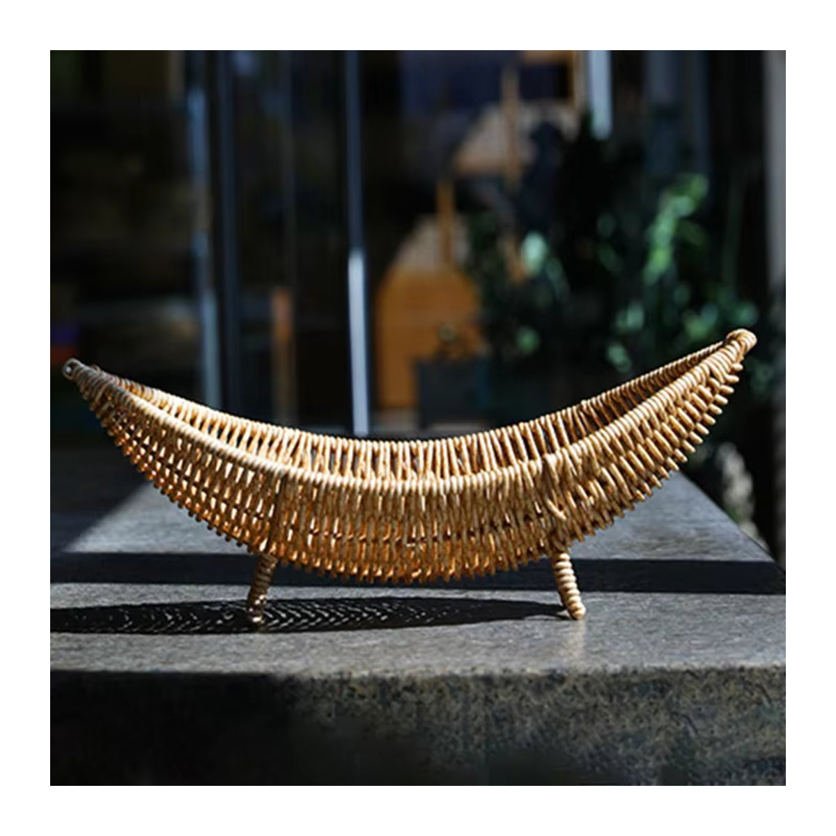 Rattan Obstschale und Tablett in Grün aus gewebtem Kunststoff für deinen Couchtisch - Bild 4