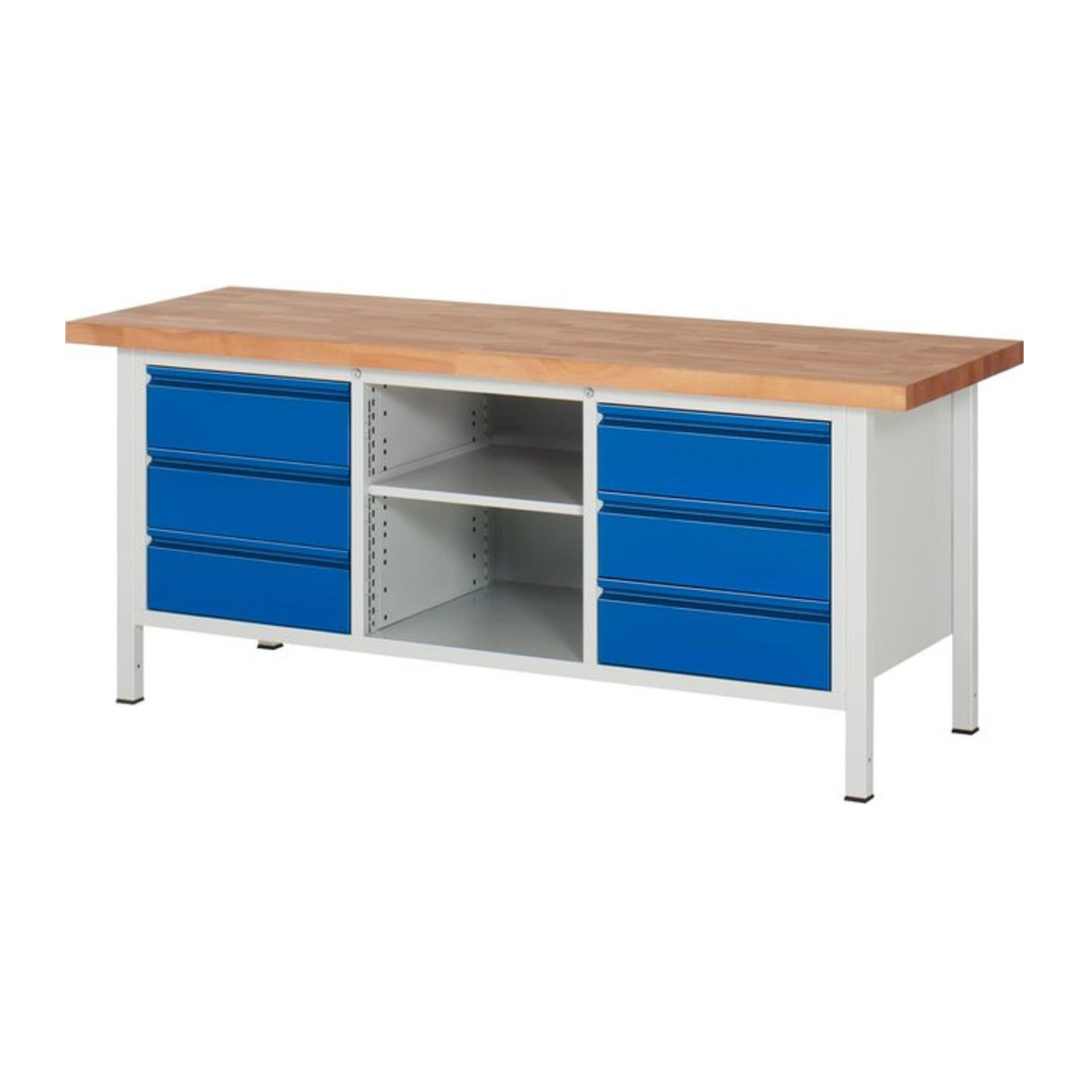 Rau Werkbank Serie Basic 8 Modell 8581-2 aus Buche und Metall in Blau - Bild 1