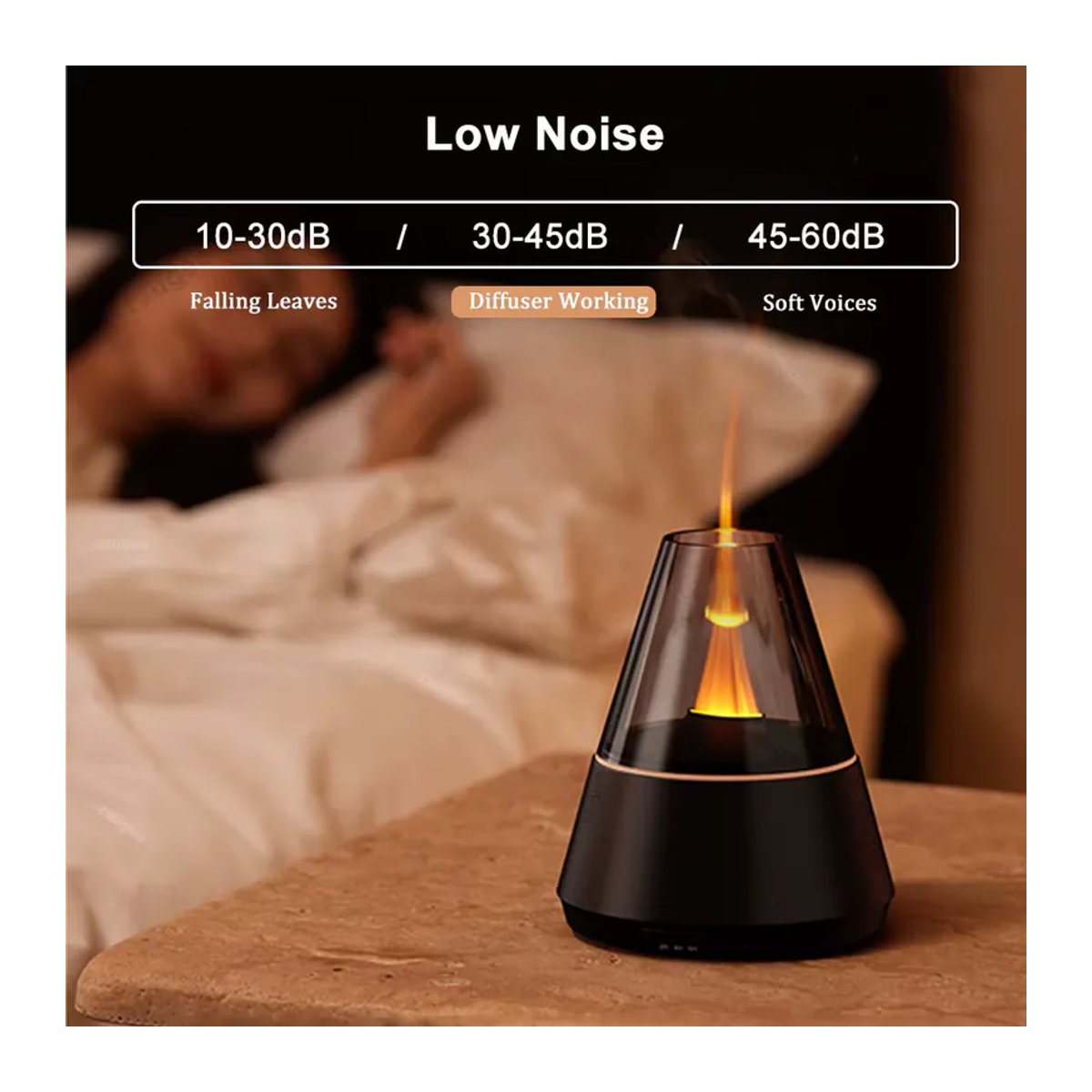 raugee Flammenbefeuchter Aroma-Luftbefeuchter und Duftdiffusor mit Nachtlicht in Schwarz aus Glas - Bild 5