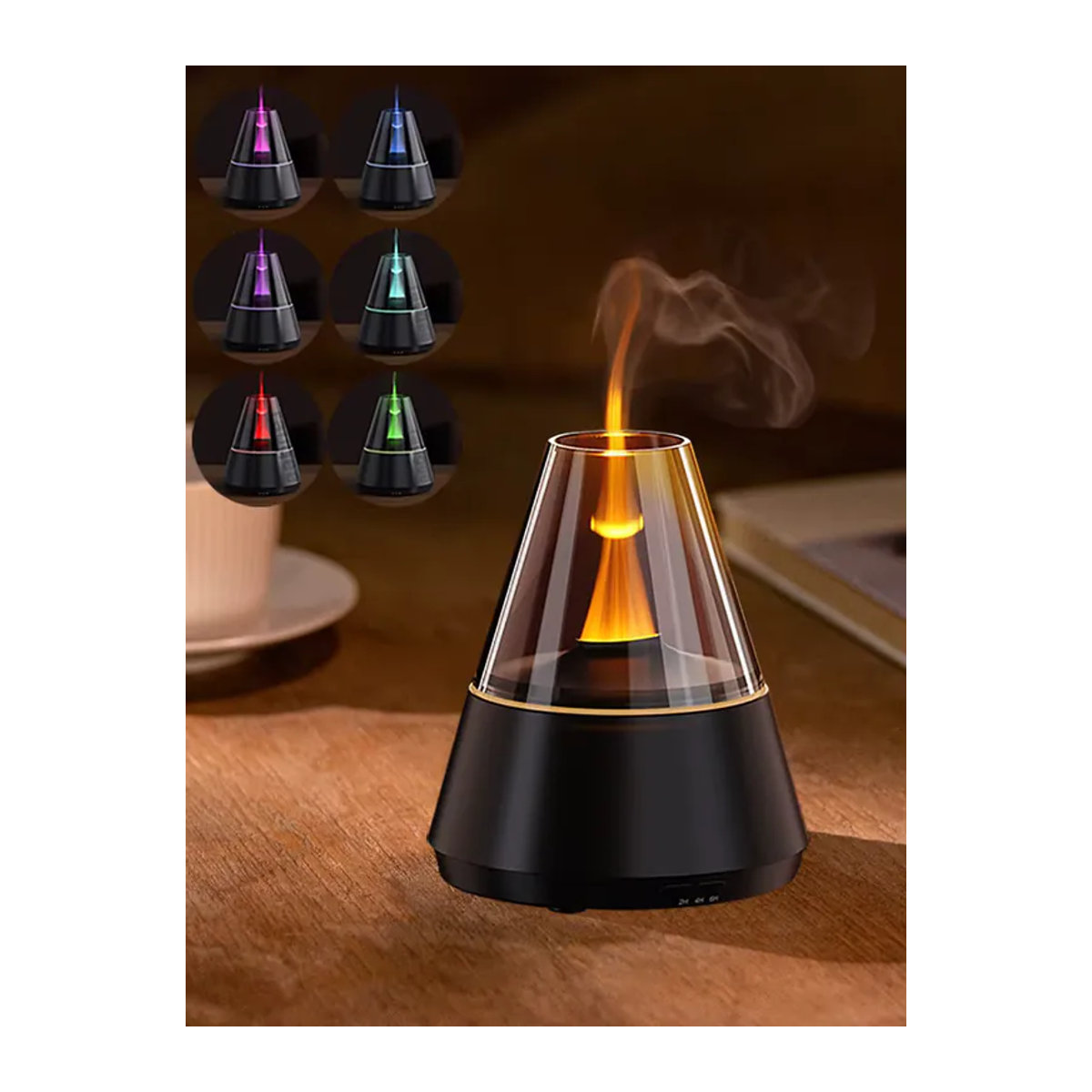 raugee Flammenbefeuchter Aroma-Luftbefeuchter und Duftdiffusor mit Nachtlicht in Schwarz aus Glas - Bild 7