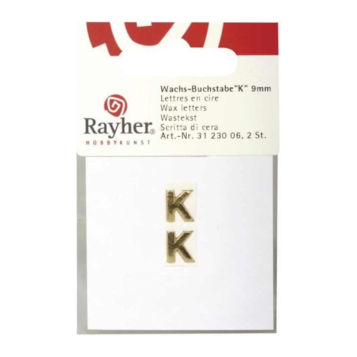 Rayher Wachsbuchstaben K in Gold, 2er Set, 9 mm - Bild 1