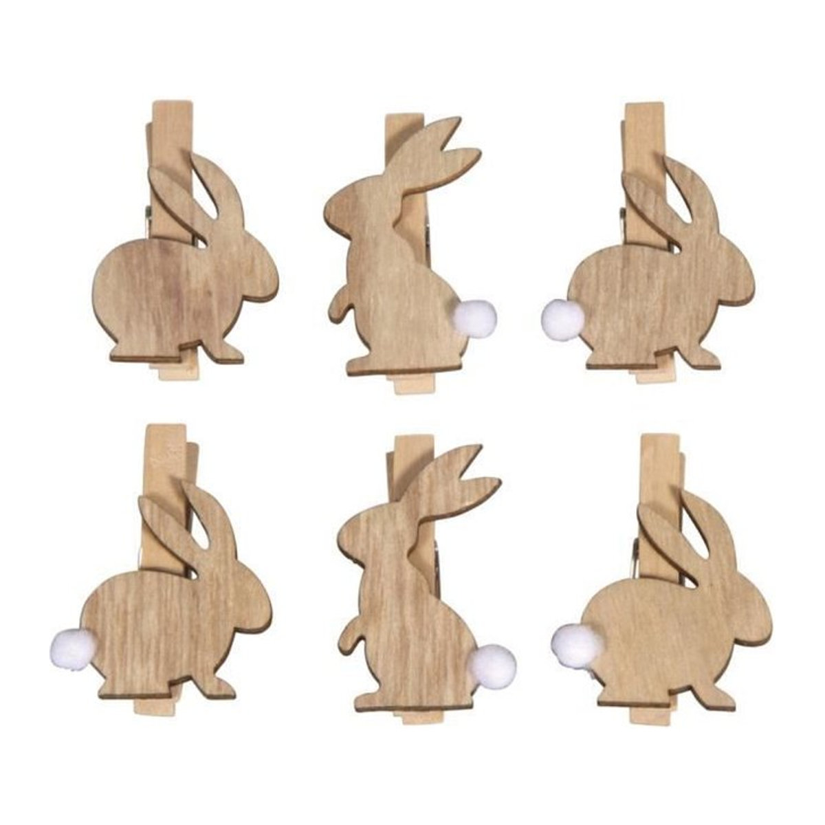 RAYHER Wäscheklammern aus Holz mit Hasenmotiven für Ostern, Mehrfarbig, 6 Stück, B/H: 2,5 x 3,5 cm - Bild 1