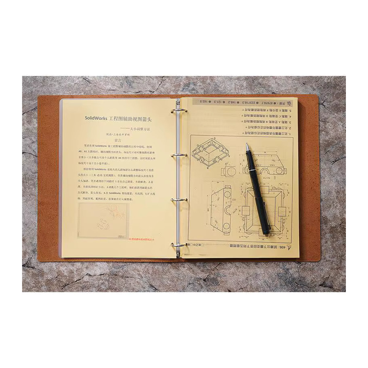 RAYSLIN Notizbuch A4 aus Rindsleder als Skizzenbuch und Tagebuch, liniert, rot und braun - Bild 2