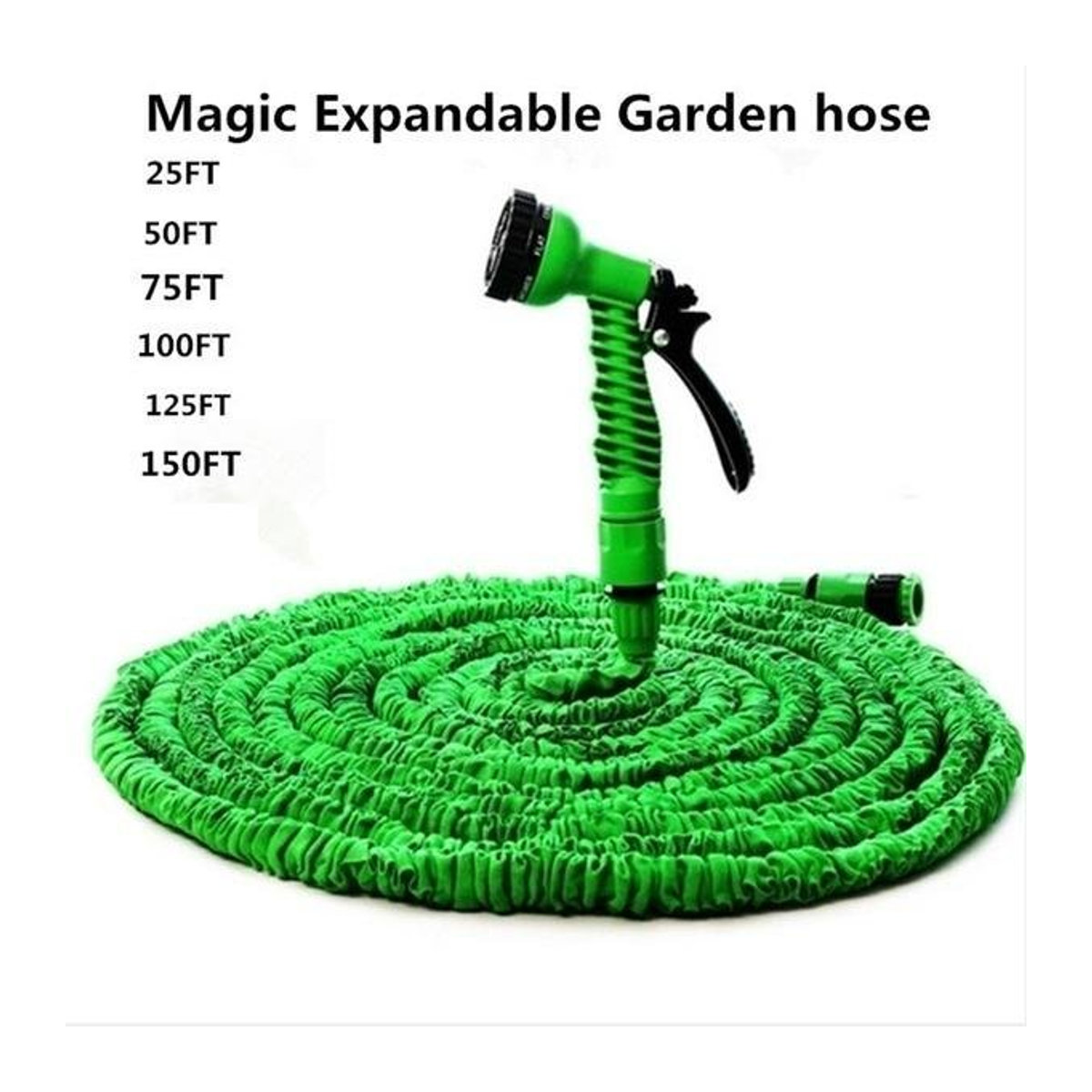 RC JUZI Erweiterbarer Gartenschlauch mit Hochdruck-Wasserpistole in Grün - Bild 1