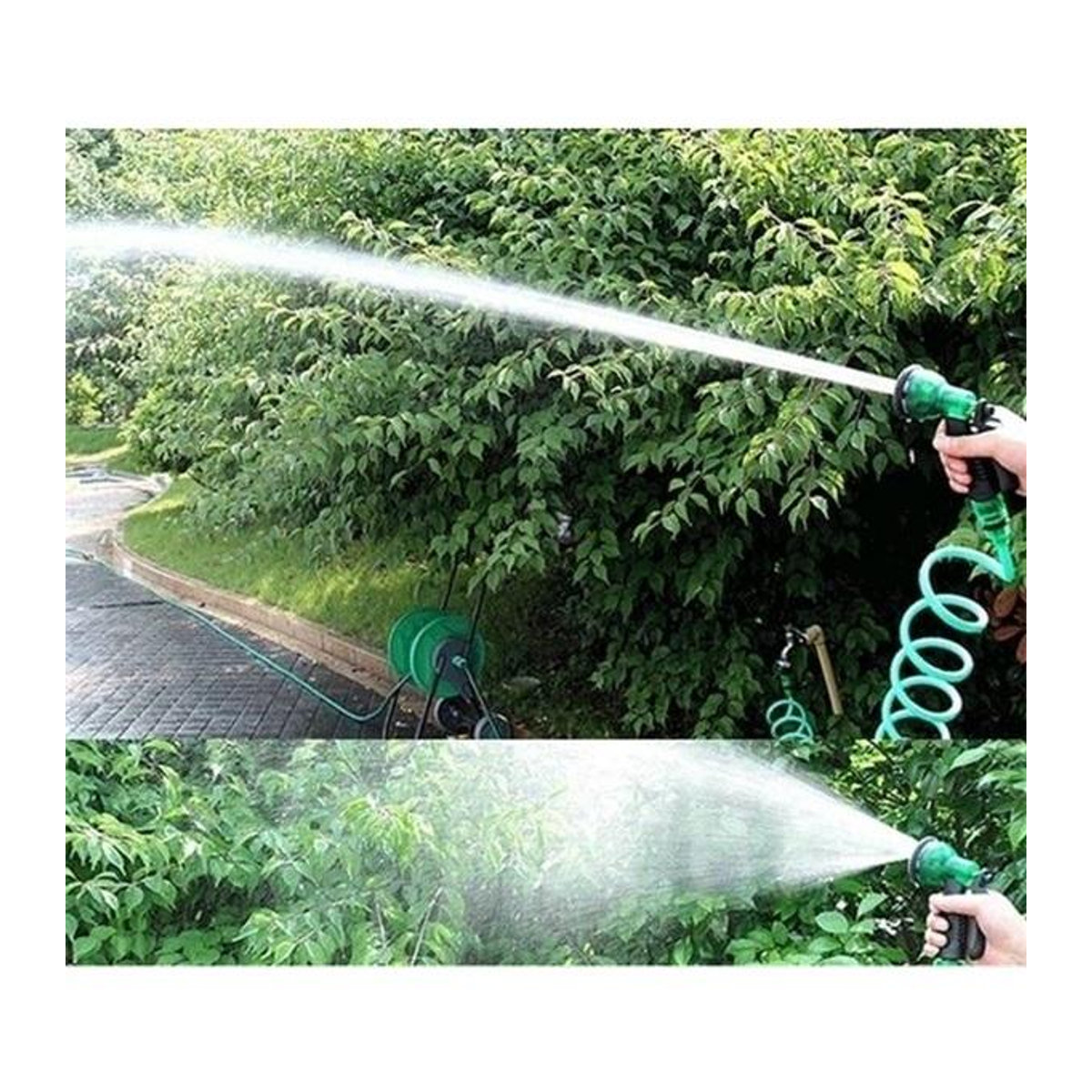 RC JUZI Erweiterbarer Gartenschlauch mit Hochdruck-Wasserpistole in Grün - Bild 4