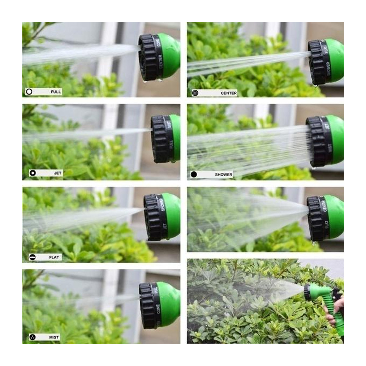 RC JUZI Erweiterbarer Gartenschlauch mit Hochdruck-Wasserpistole in Grün - Bild 5