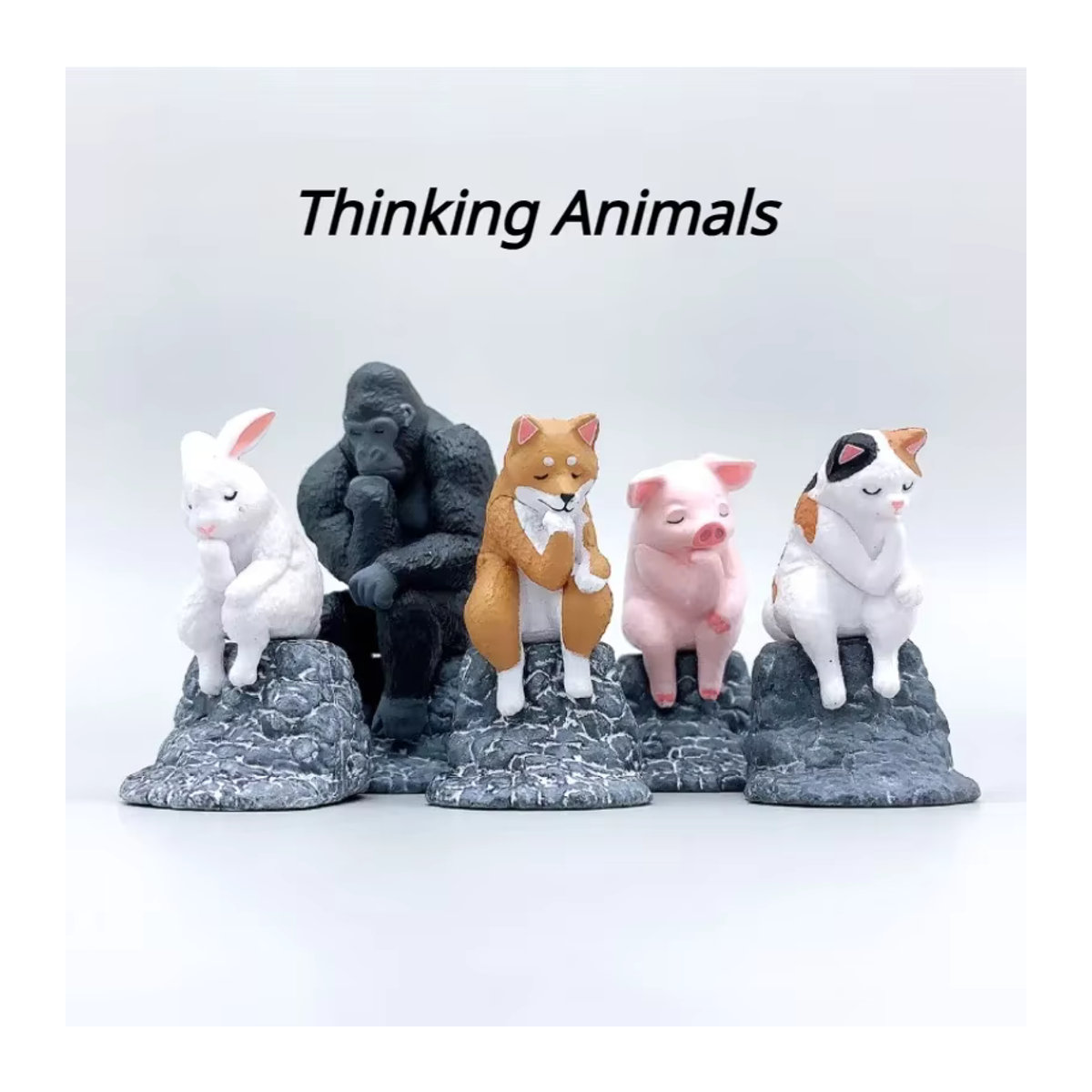 Re-ment Gacha-Kapselspielzeug Denkende Tierfiguren aus Kunstharz, Mehrfarbig - Bild 2