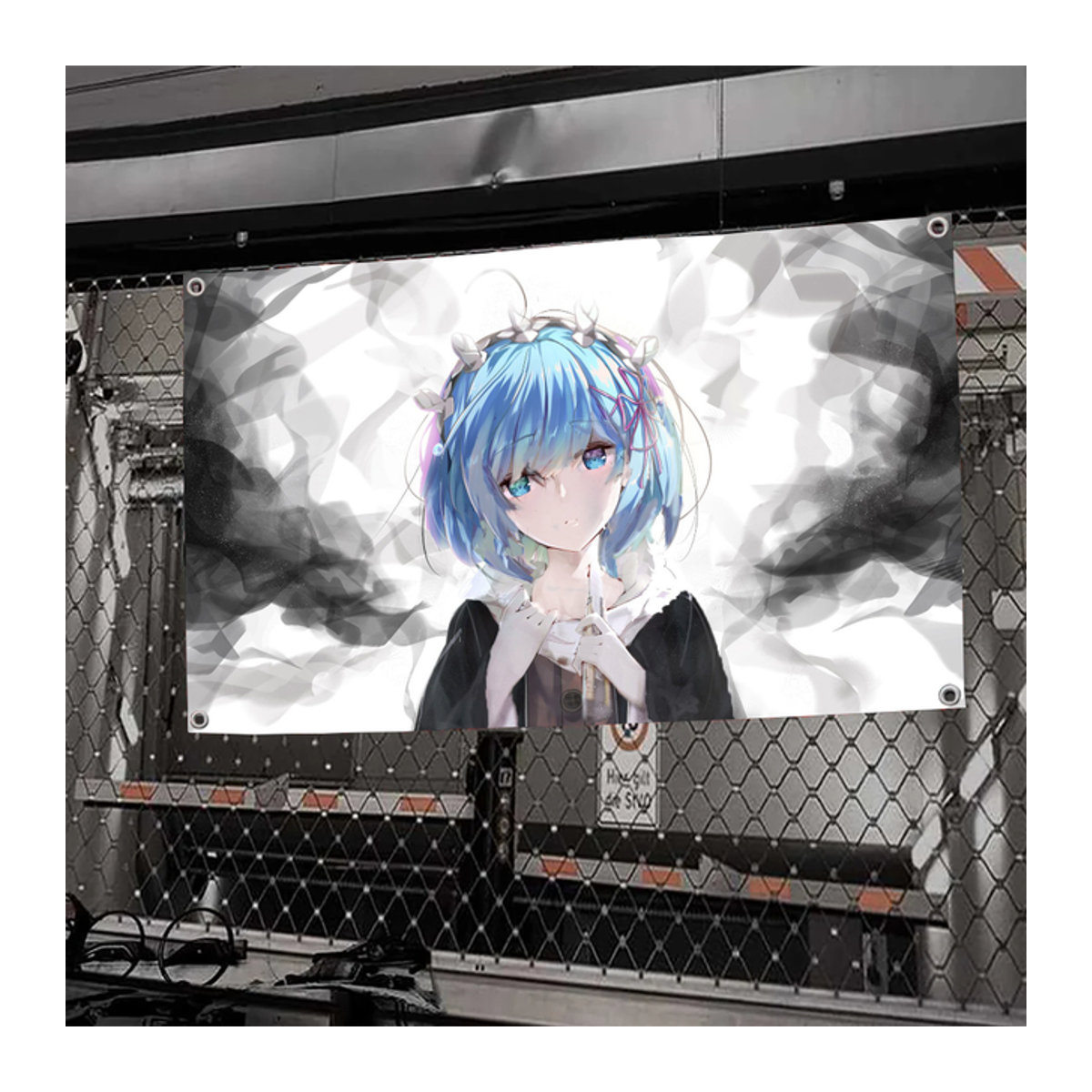 Re:Zero Rem und Ram Flagge aus Polyester mit vier Löchern für Outdoor und Raumdekoration - Bild 1