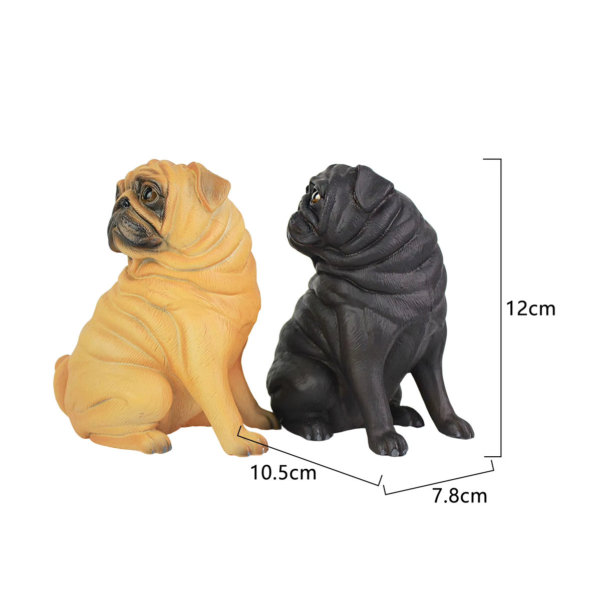 Realistische Mops Hund Statue aus Kunststoff in Schwarz für Haus oder Garten - Bild 3