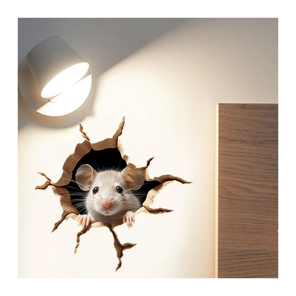 Realistischer Wandaufkleber Kleine Mäuse mit Mauseloch aus Kunststoff, mehrfarbig - Bild 2