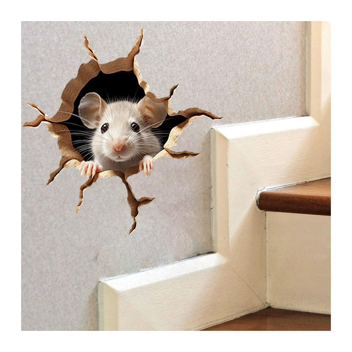 Realistischer Wandaufkleber Kleine Mäuse mit Mauseloch aus Kunststoff, mehrfarbig - Bild 6
