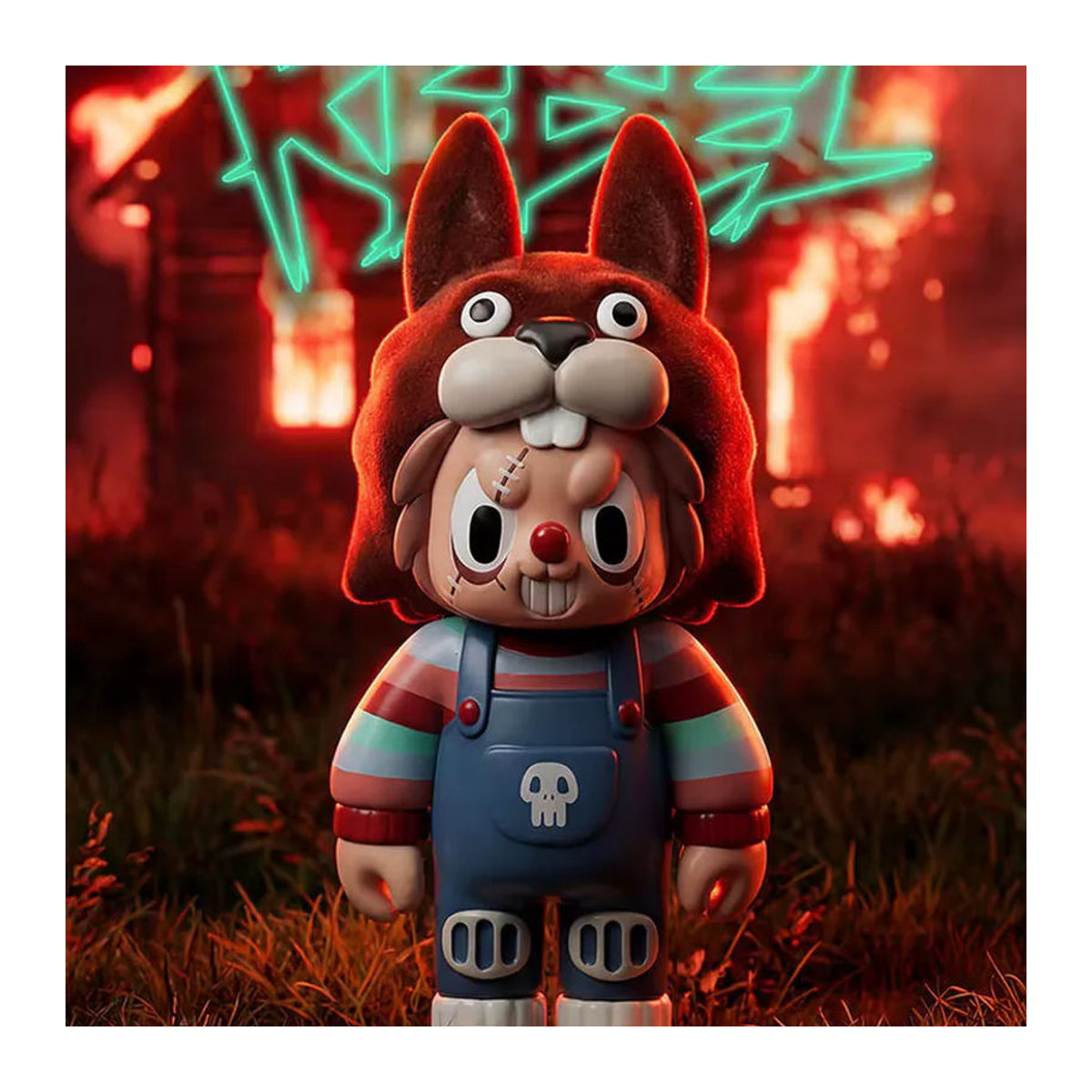 Rebel Bear Monster Serie Beflockte Blindbox Figuren im Dunklen-Horror-Stil, Mehrfarbige Sammlerstücke aus Kunststoff zur Dekoration - Bild 2