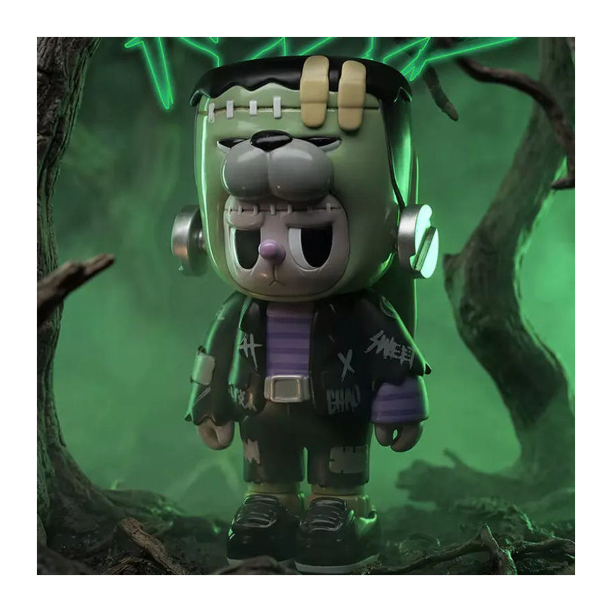 Rebel Bear Monster Serie Beflockte Blindbox Figuren im Dunklen-Horror-Stil, Mehrfarbige Sammlerstücke aus Kunststoff zur Dekoration - Bild 4