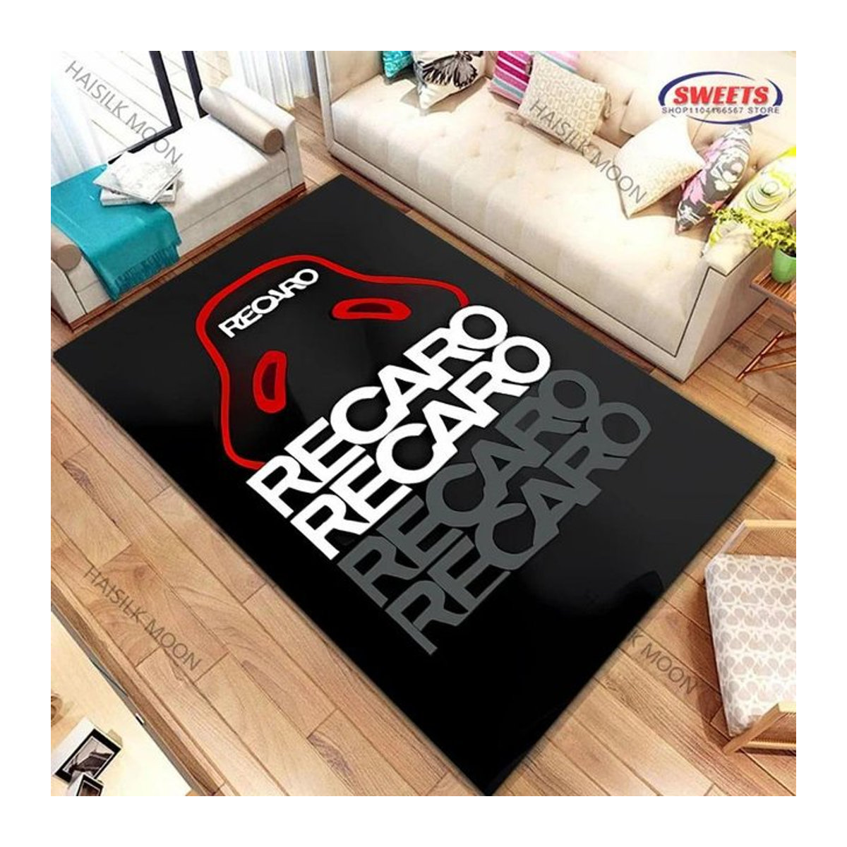 Recaro Druckteppich mit Logo in Schwarz, B/T: 80 x 50 cm - Bild 1