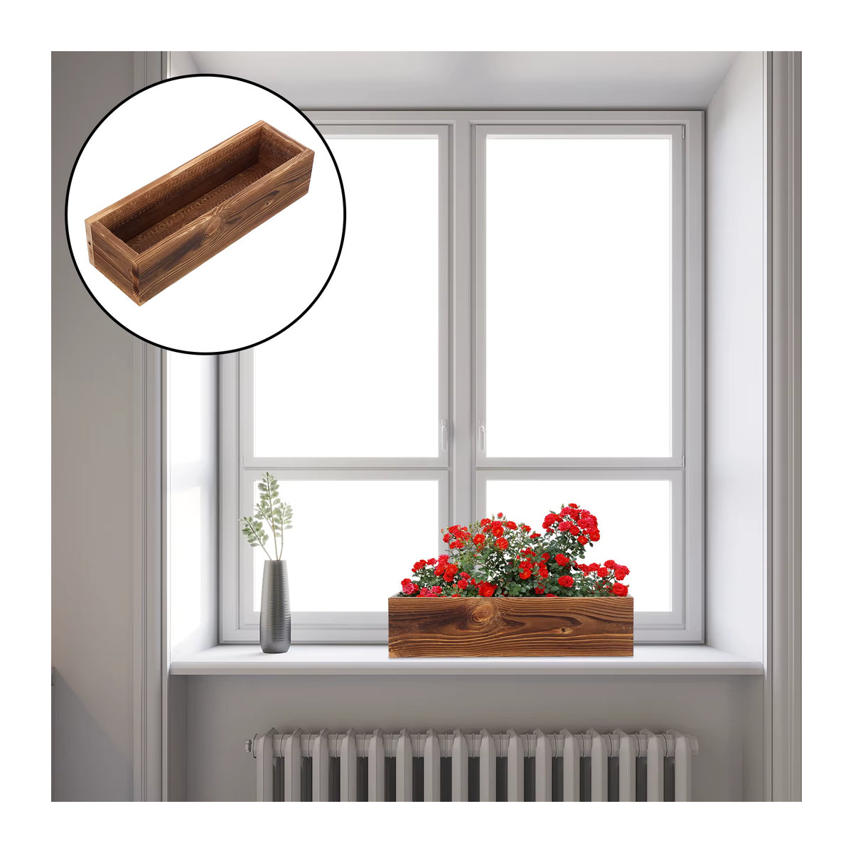 Rechteckige Pflanzkiste aus Zedernholz in Braun, B/T/H: 30 x 11 x 8,5 cm - Bild 3