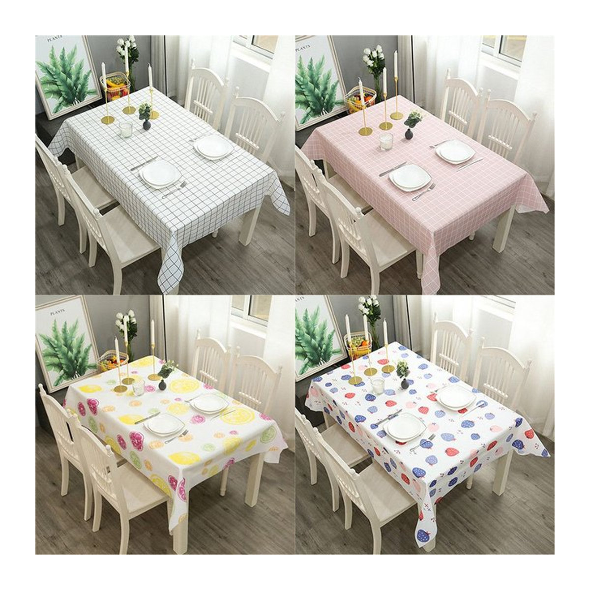 Rechteckige Tischdecke aus PVC mit Gitter-Druck, wasserdicht und ölbeständig, B/B: 137 x 90 cm - Bild 1