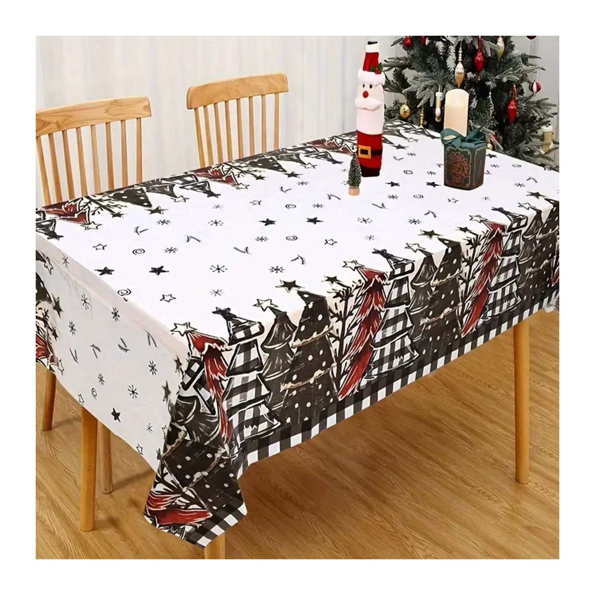 Rechteckige Weihnachts-Tischdecke mit Frohe Weihnachten Motiv für die Neujahrs-Tischdekoration - Bild 2