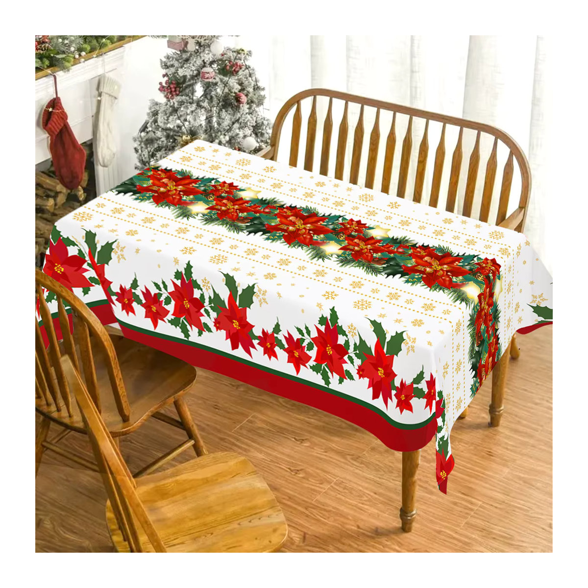 Rechteckige Weihnachts-Tischdecke mit Frohe Weihnachten Motiv für die Neujahrs-Tischdekoration - Bild 3