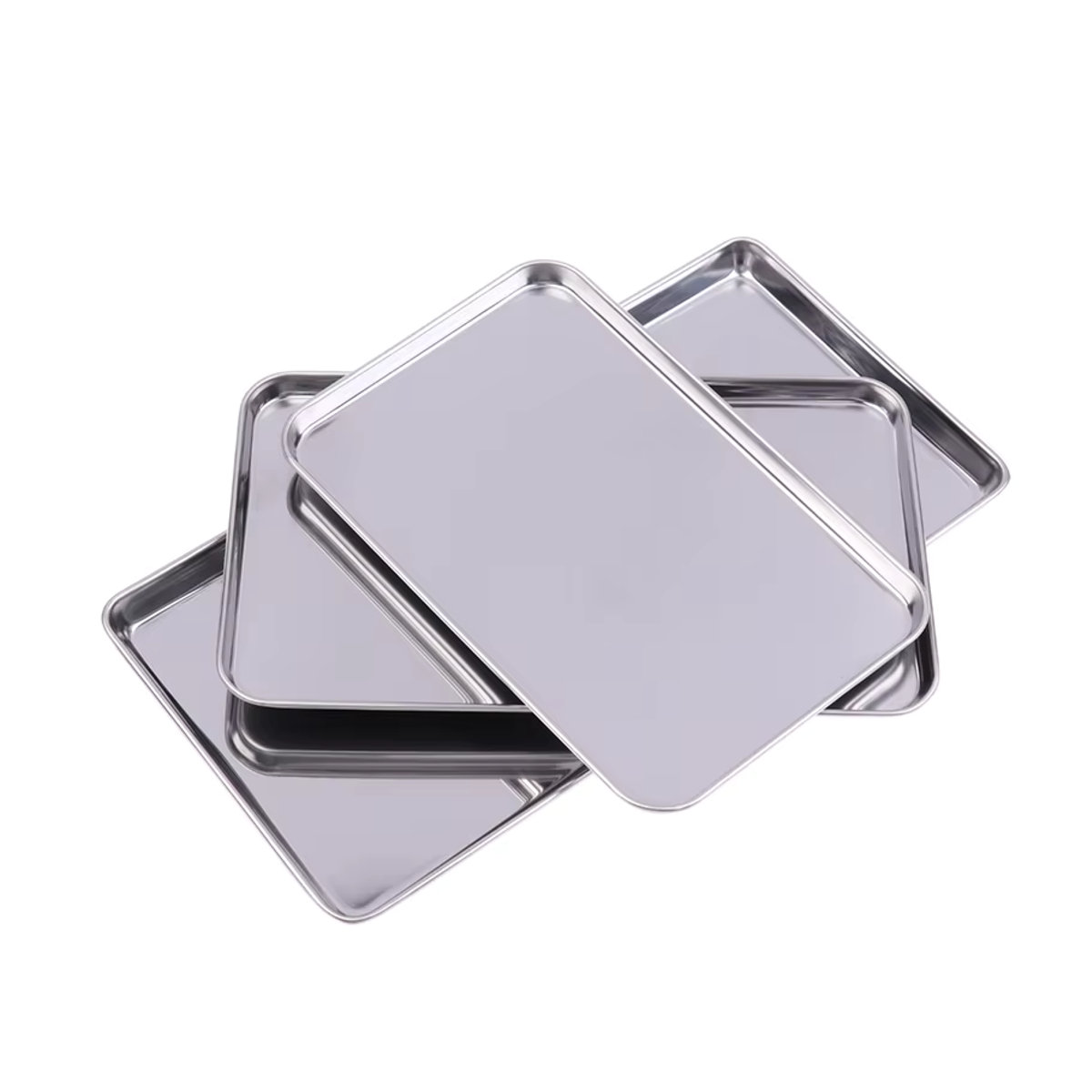 Rechteckiges Edelstahl-Tablett von SHNGki in Silber im skandinavischen Design für Lebensmittel und Dekoration - Bild 4