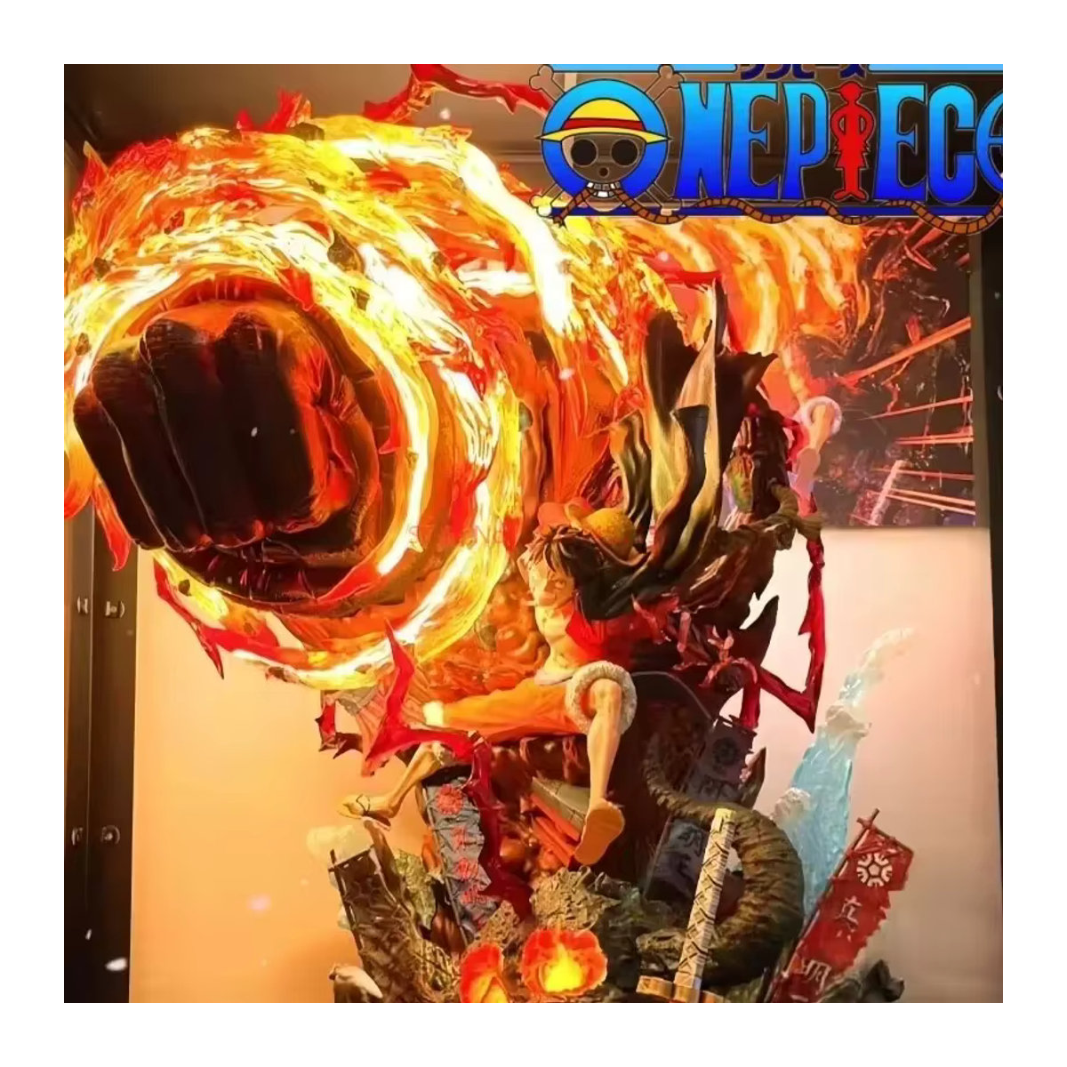 Red Roc One Piece Anime-Figur Luffy Gear 3 mit LED-Beleuchtung in Rot aus Kunststoff - Bild 5