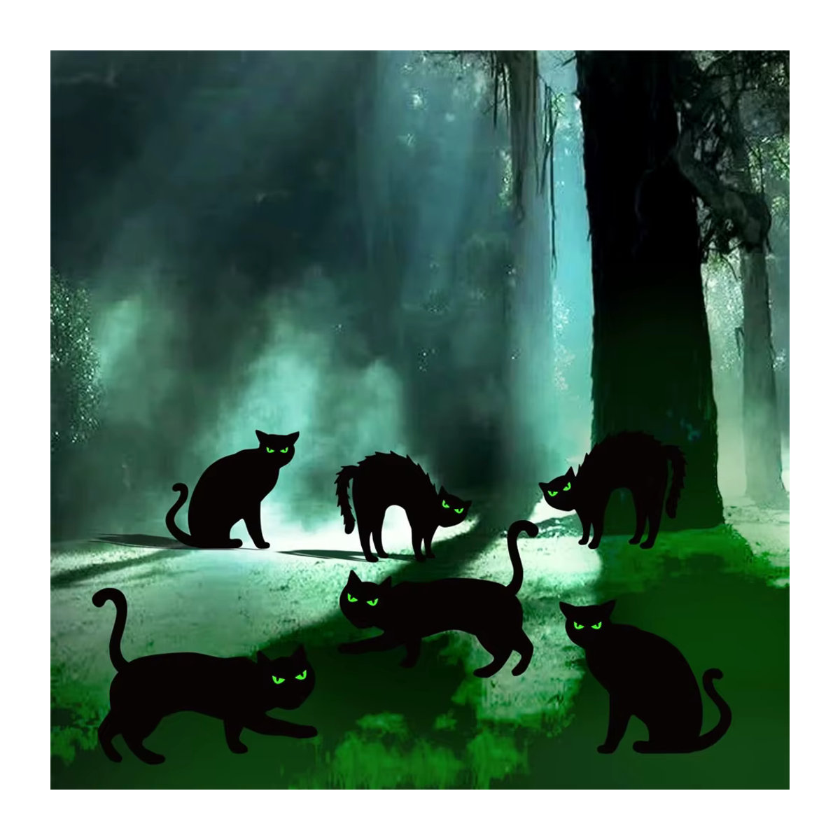 Reflektierende schwarze Halloween-Katzen aus Kunststoff als gruselige Hof-Dekoration für den Außenbereich - Bild 3