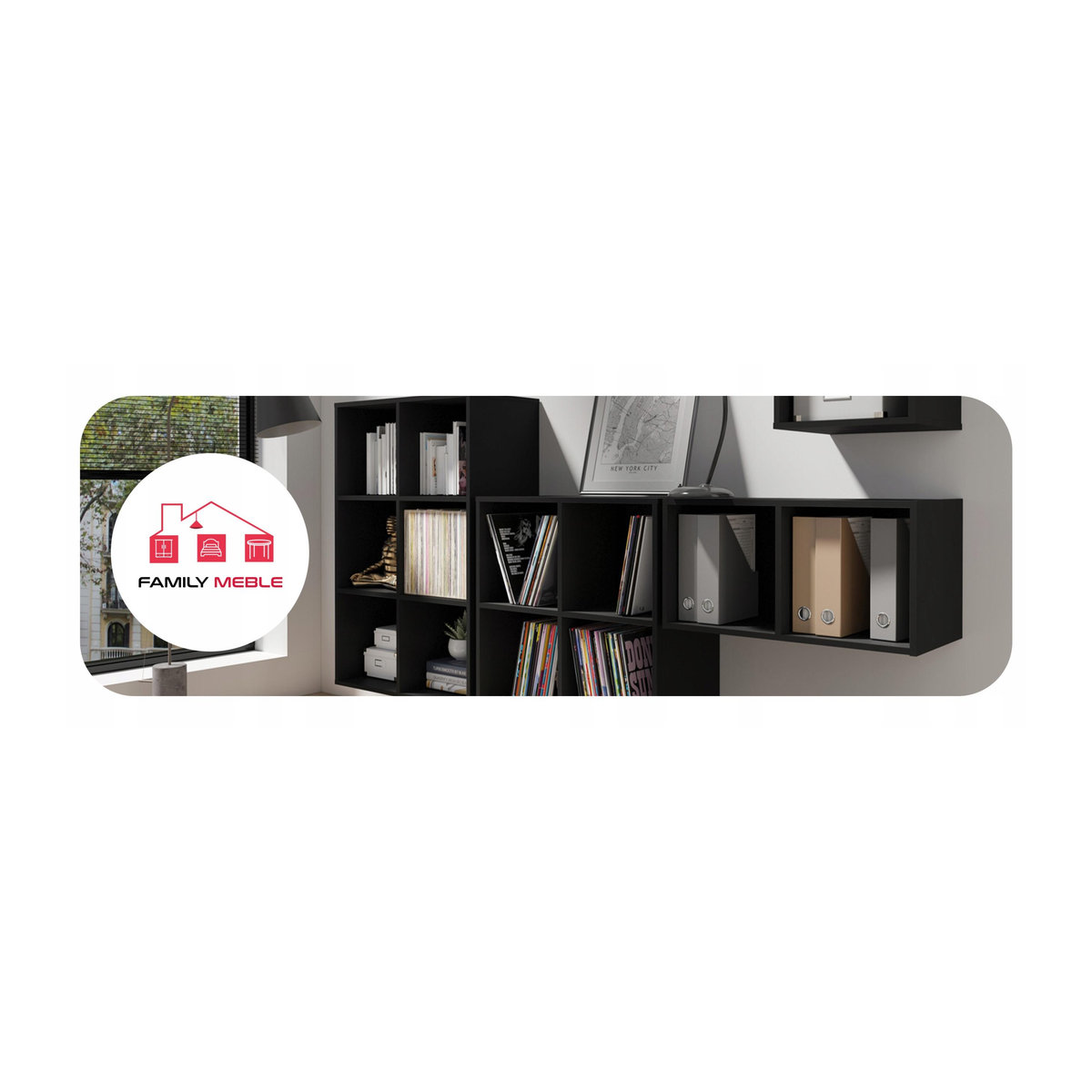 Regal Ablage Organizer Cubo 5 von Family Meble in Schwarz, B/T/H: 105,6 x 35,0 x 71,2 cm - Bild 2