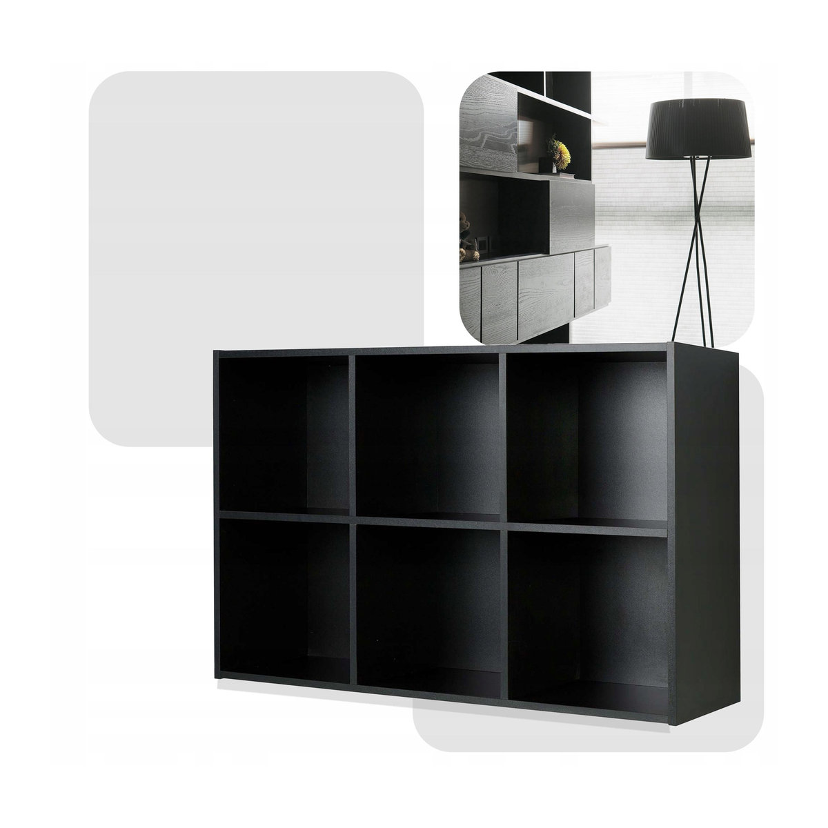 Regal Ablage Organizer Cubo 5 von Family Meble in Schwarz, B/T/H: 105,6 x 35,0 x 71,2 cm - Bild 4