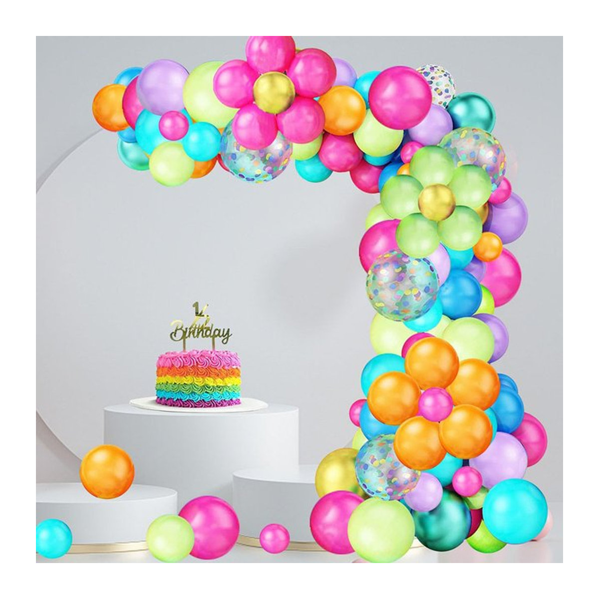 Regenbogen-Ballon-Girlanden-Set mit 80 mehrfarbigen Latex-Ballons und Konfetti-Ballons für Geburtstag, Hochzeit und Party-Dekoration - Bild 1