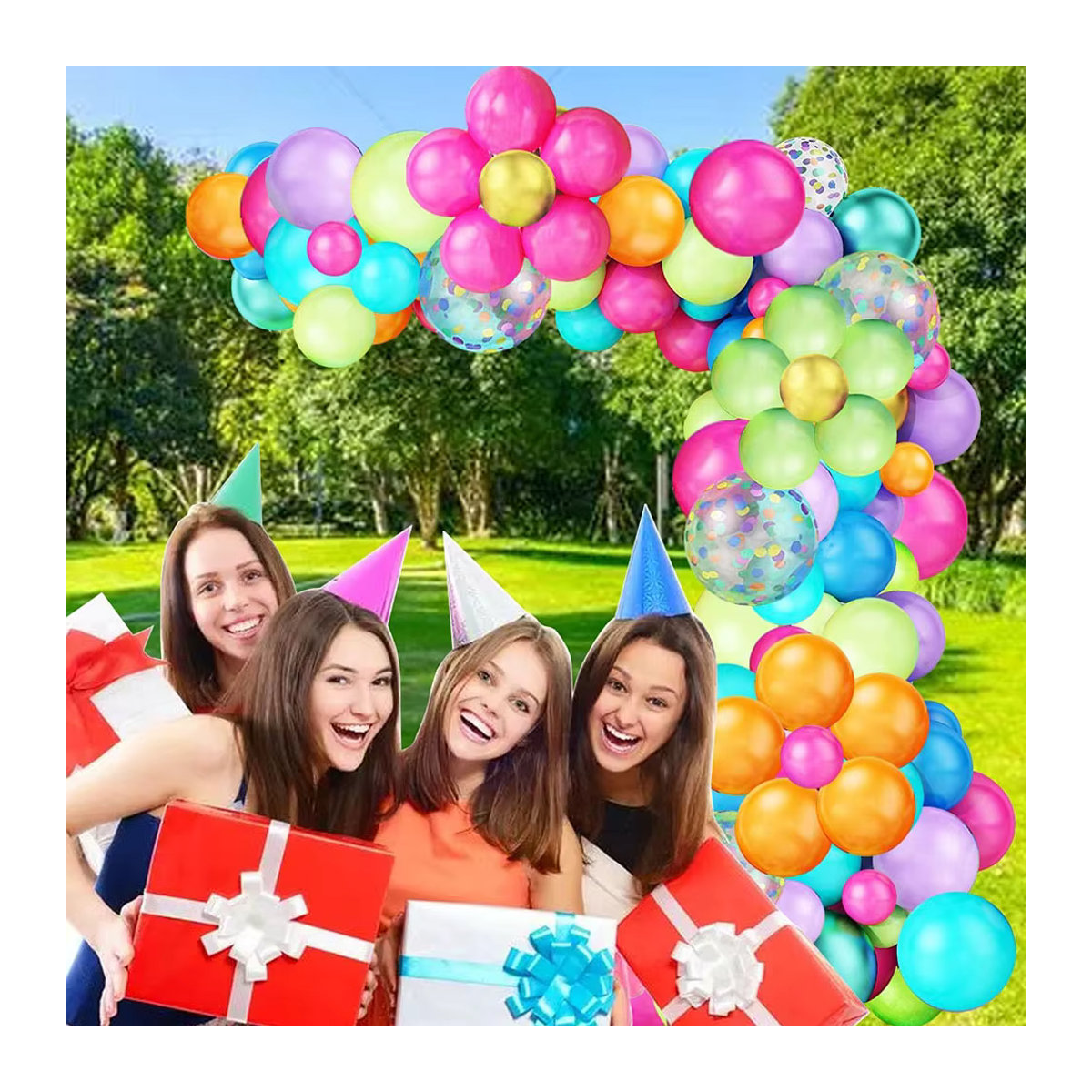Regenbogen-Ballon-Girlanden-Set mit 80 mehrfarbigen Latex-Ballons und Konfetti-Ballons für Geburtstag, Hochzeit und Party-Dekoration - Bild 2