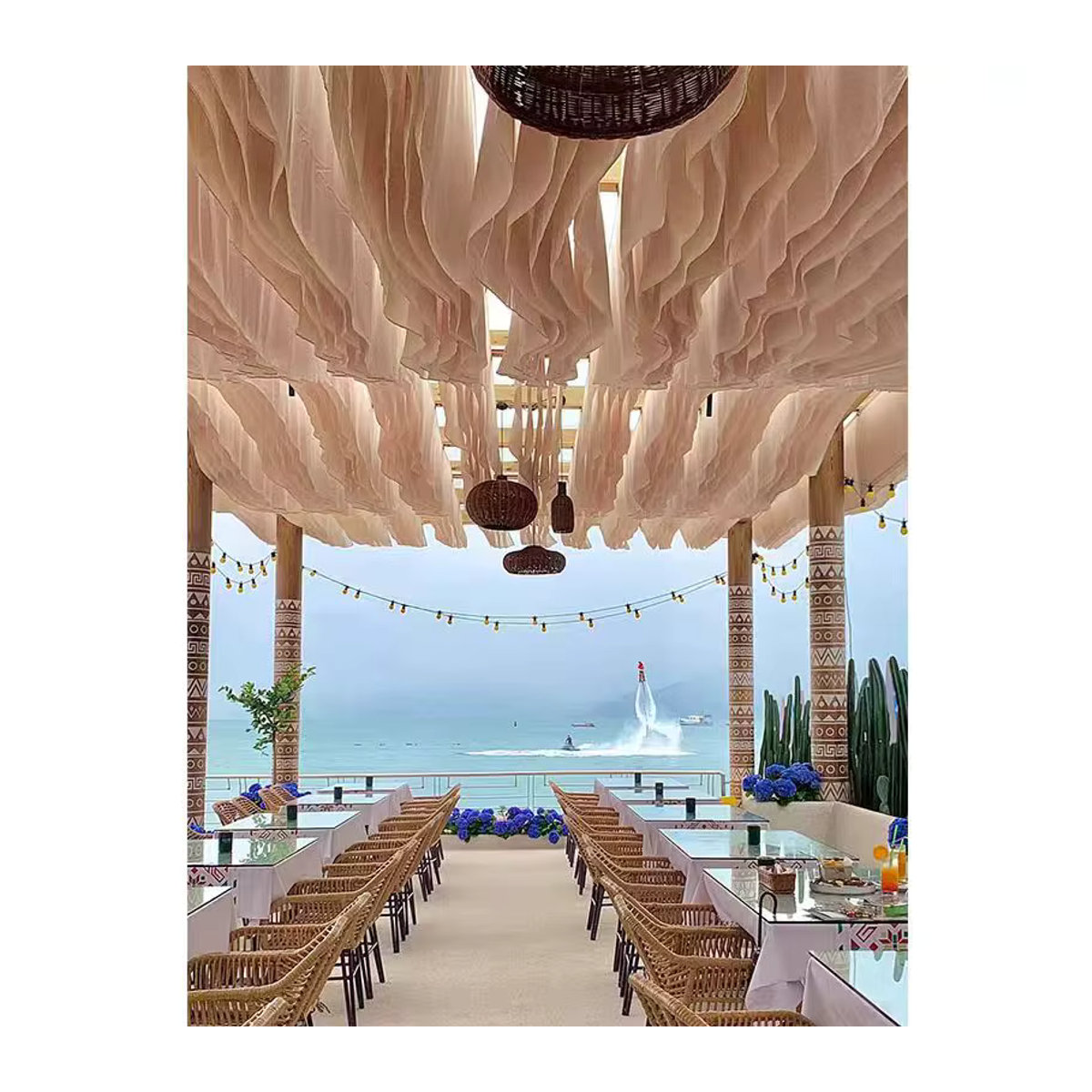 Regenbogen Gaze Vorhang aus Stoff für Outdoor-Partys und Restaurants zur dekorativen Gestaltung - Bild 2