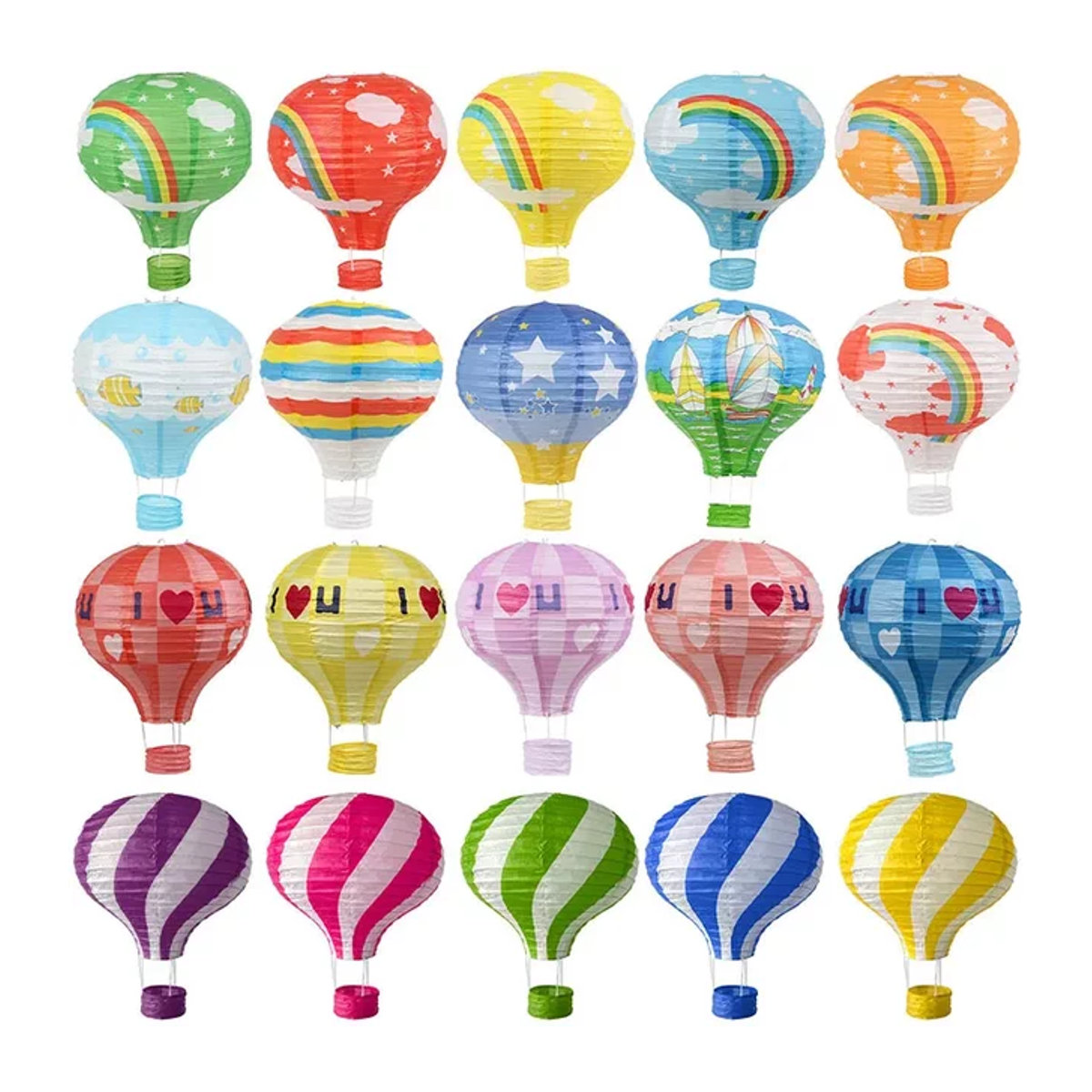 Regenbogen Heißluftballon Papier Laterne von merylover in Mehrfarbig für Kinder Geburtstagsdeko und Babypartys, Durchmesser: 30 cm oder 40 cm - Bild 1