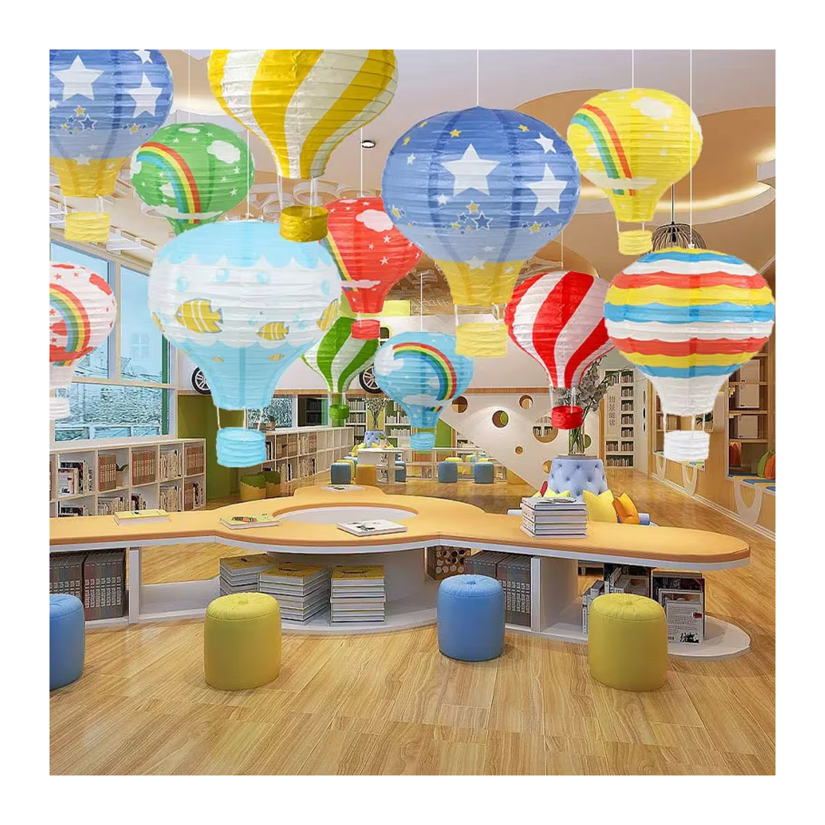 Regenbogen Heißluftballon Papier Laterne von merylover in Mehrfarbig für Kinder Geburtstagsdeko und Babypartys, Durchmesser: 30 cm oder 40 cm - Bild 2
