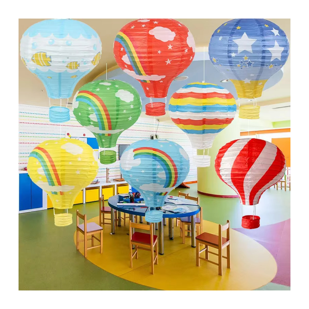 Regenbogen Heißluftballon Papier Laterne von merylover in Mehrfarbig für Kinder Geburtstagsdeko und Babypartys, Durchmesser: 30 cm oder 40 cm - Bild 3