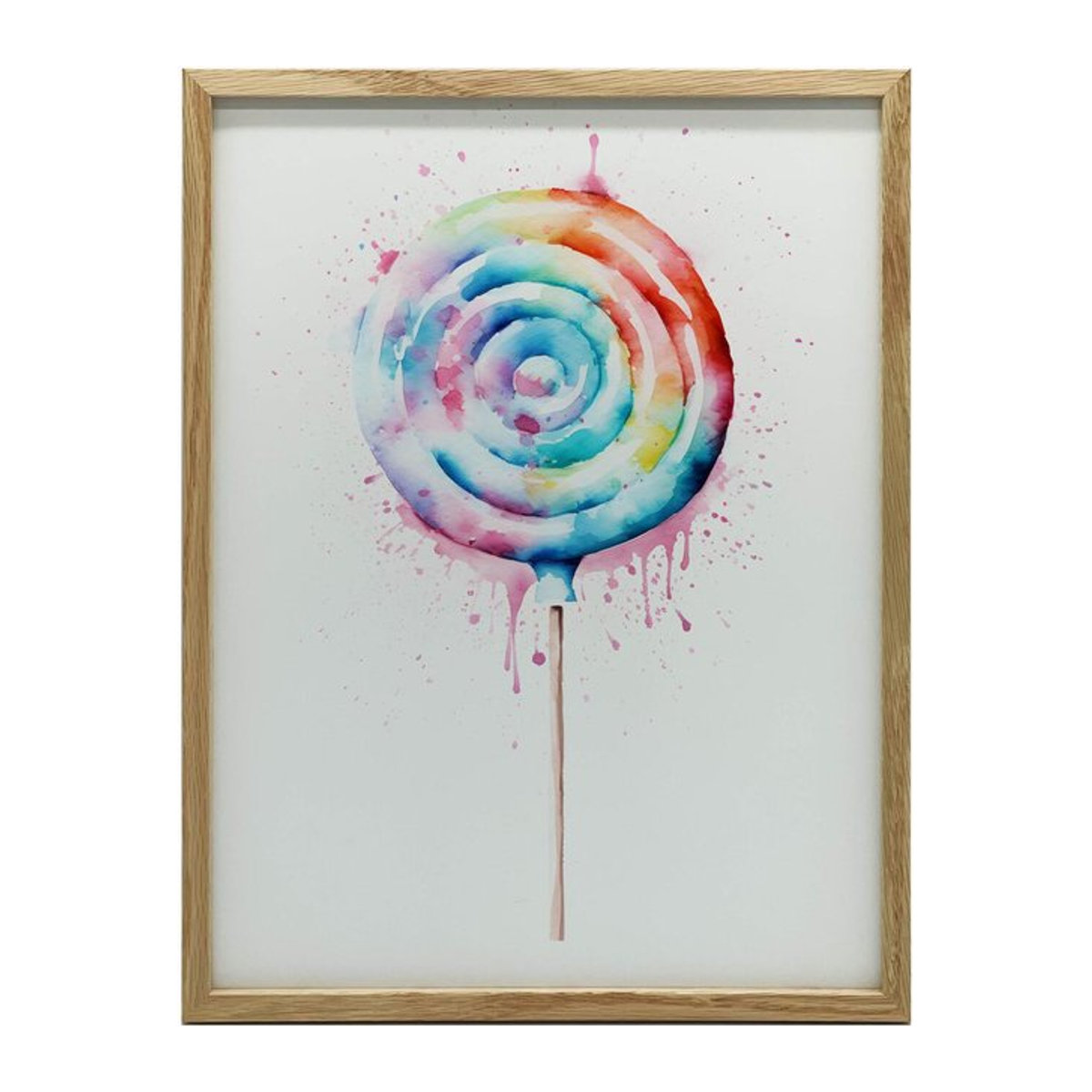 Regenbogen-Lutscher Wandbild mit goldenem Aluminiumrahmen, Multicolor, Breite: 30 cm, Höhe: 40 cm - Bild 1