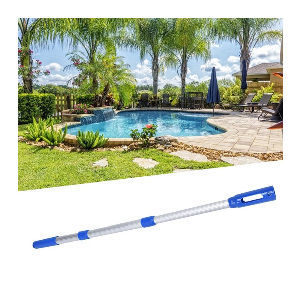 Reinigungszubehör für Schwimmbad-Teleskopstangen zur Befestigung von Rechenbürsten und Pool-Skimming-Netzen - Bild 1