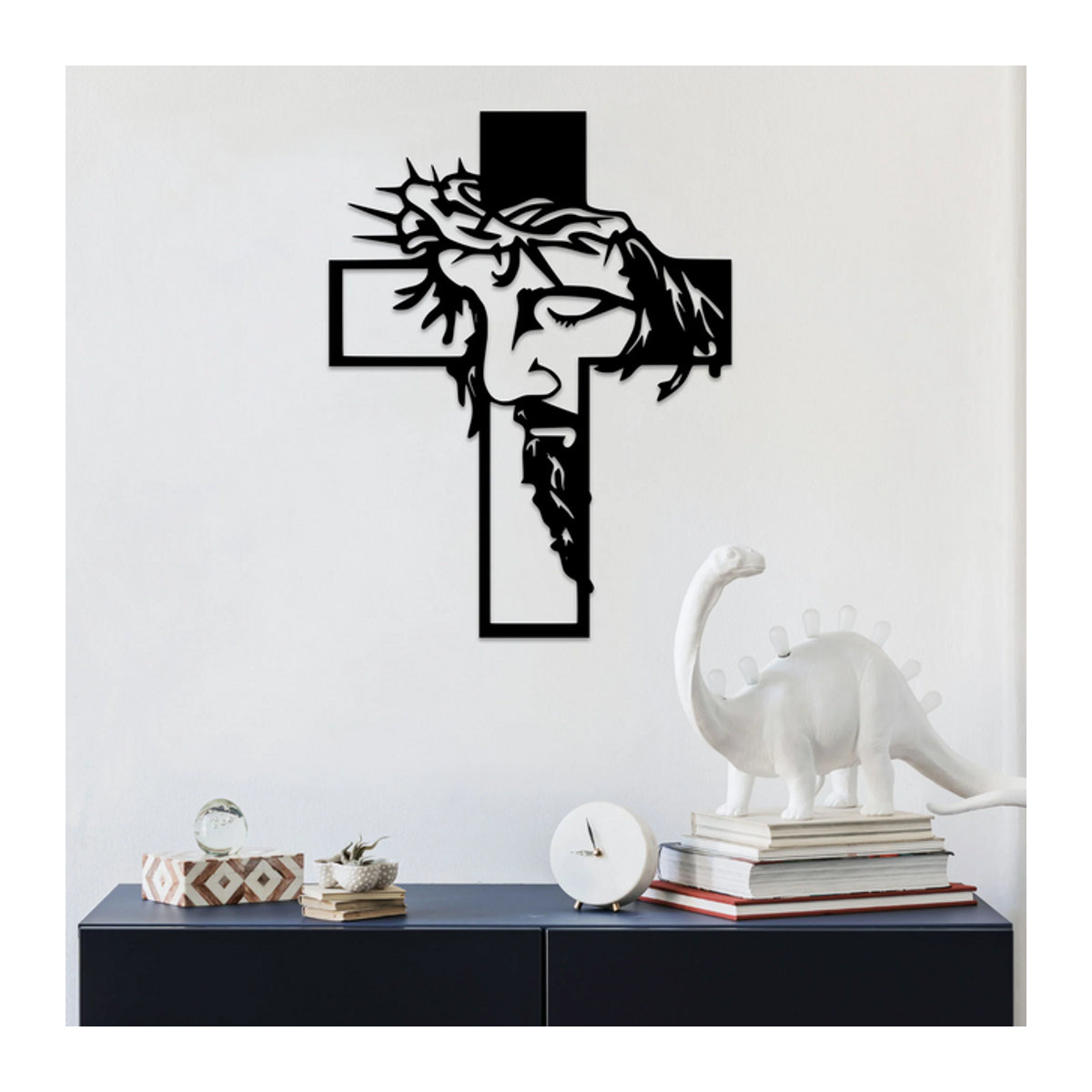 Religiöse Wanddekoration Jesus Kreuz aus Metall in Schwarz zur Wandmontage - Bild 1