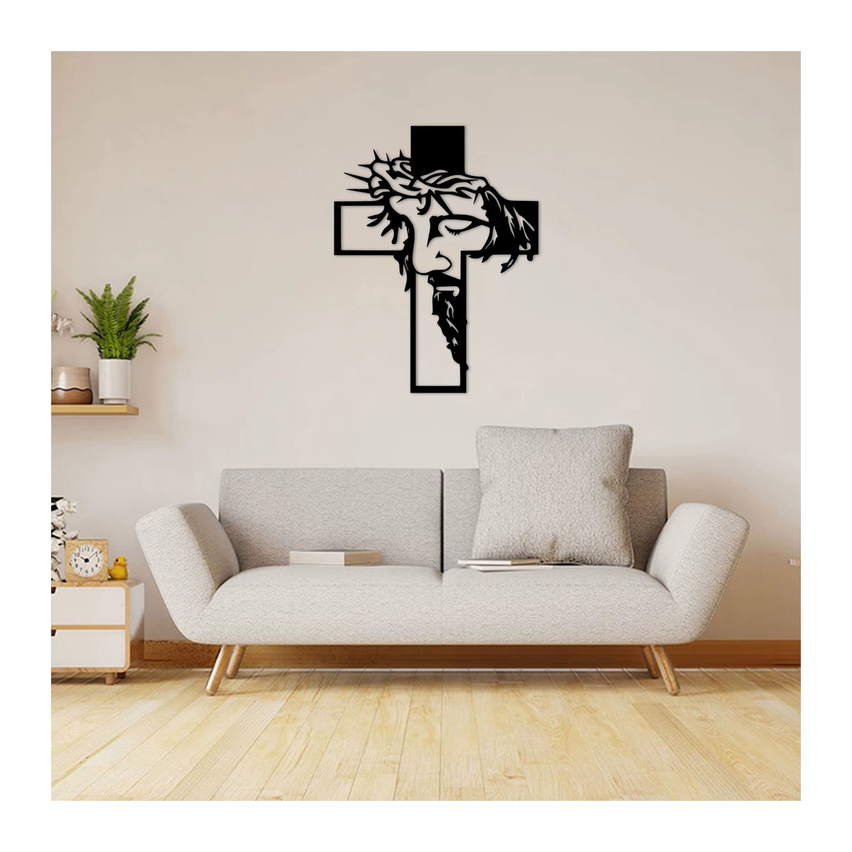 Religiöse Wanddekoration Jesus Kreuz aus Metall in Schwarz zur Wandmontage - Bild 3